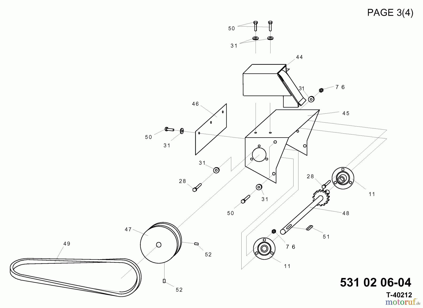 Jonsered Schneefräsen T40212 (531020604) - Jonsered Snow Thrower (1998-09) BELT GUARD PULLEY