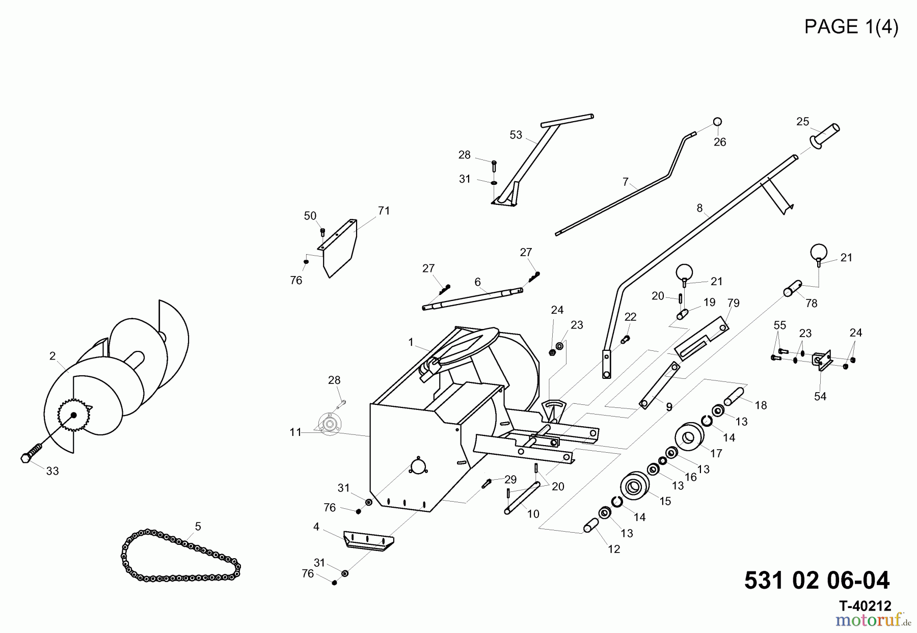 Jonsered Schneefräsen T40212 (531020604) - Jonsered Snow Thrower (2001-02) AUGER HOUSING IMPELLER