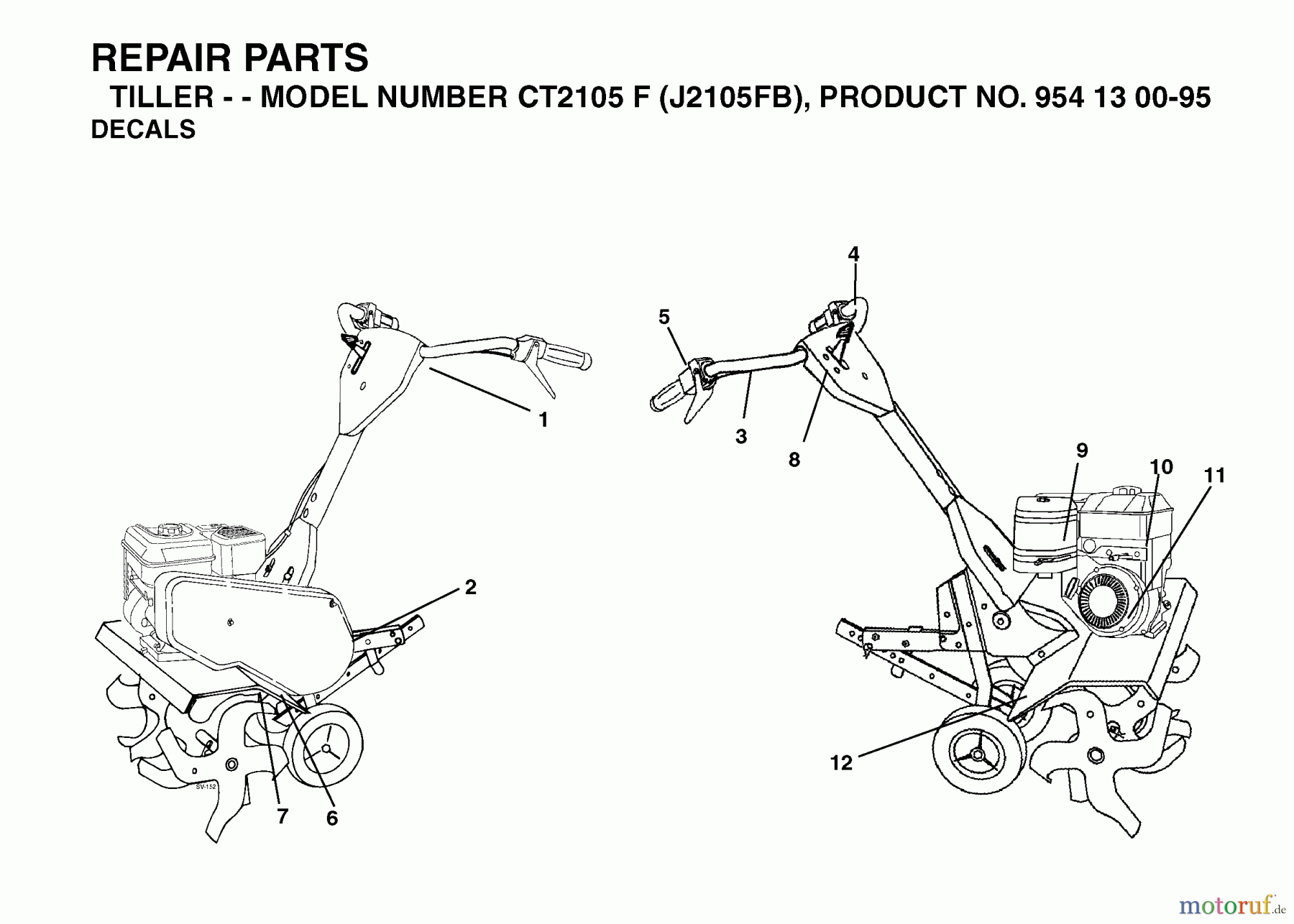  Jonsered Motorhacken / Kultivierer CT2105F (J2105FB, 954130095) - Jonsered Cultivator (2004-01) DECALS