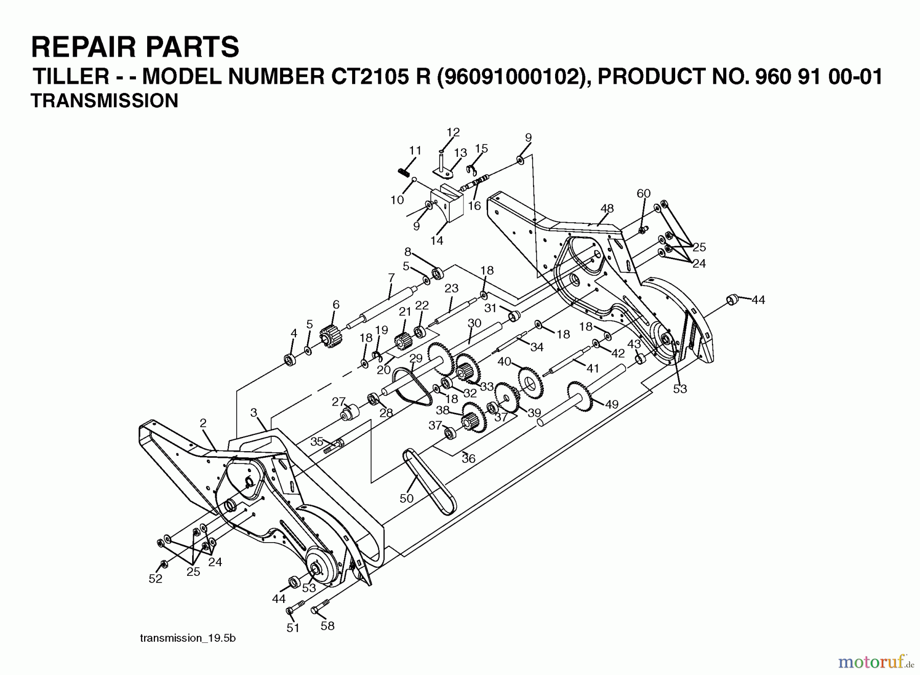 Jonsered Motorhacken / Kultivierer CT2105R (960910001, 96091000102) - Jonsered Cultivator (2006-06) TRANSMISSION