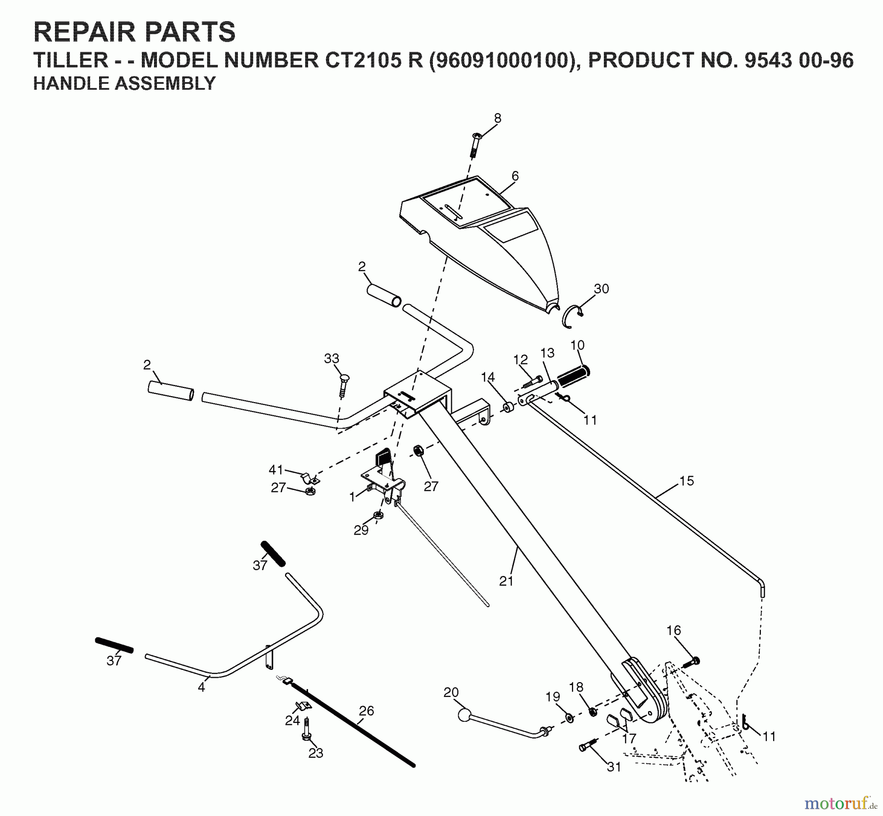  Jonsered Motorhacken / Kultivierer CT2105R (96091000100) - Jonsered Cultivator (2008-07) HANDLE