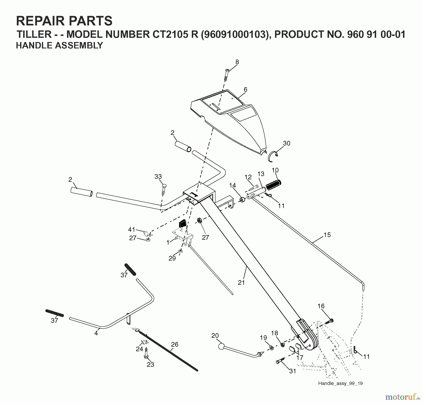 Jonsered Motorhacken / Kultivierer CT2105R (96091000103) - Jonsered Cultivator (2007-02) HANDLE