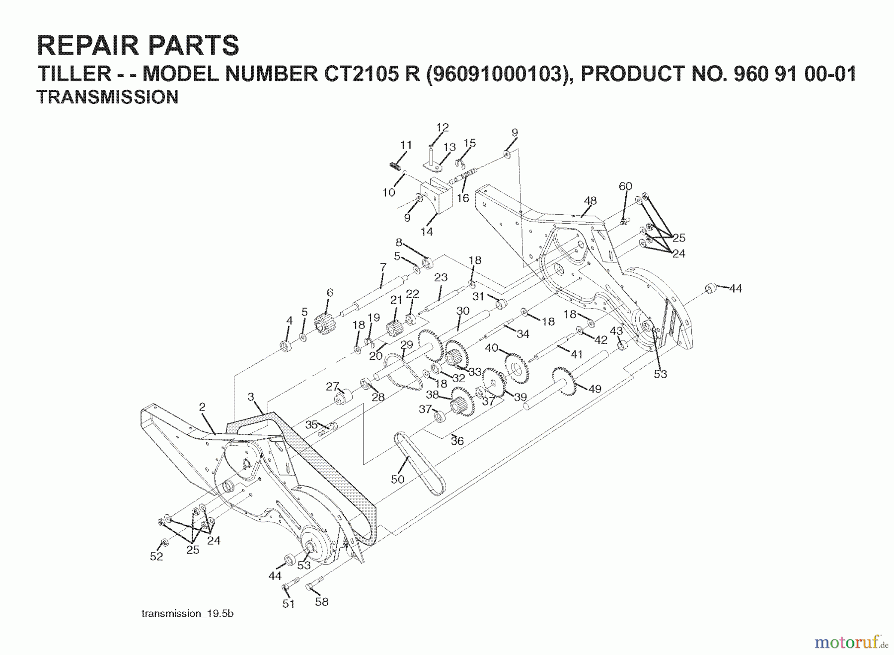 Jonsered Motorhacken / Kultivierer CT2105R (96091000103) - Jonsered Cultivator (2007-02) TRANSMISSION