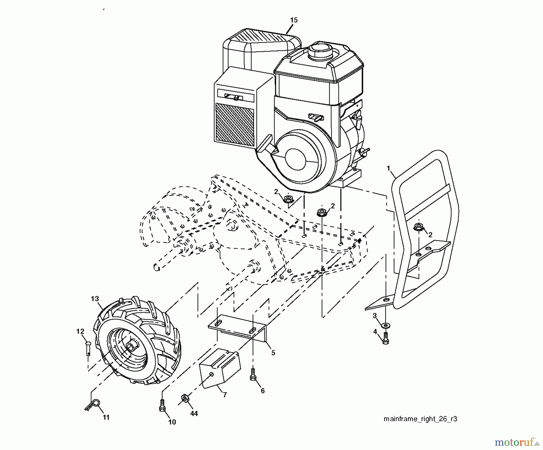  Jonsered Motorhacken / Kultivierer CT2105R (96091000107) - Jonsered Cultivator (2010-09) MAINFRAME RIGHT SIDE
