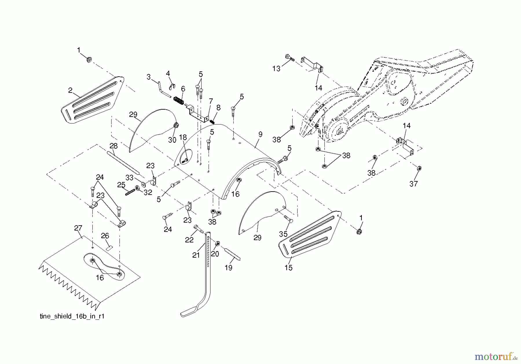 Jonsered Motorhacken / Kultivierer CT2105R (96091000109) - Jonsered Cultivator (2011-09) TINE SHIELD
