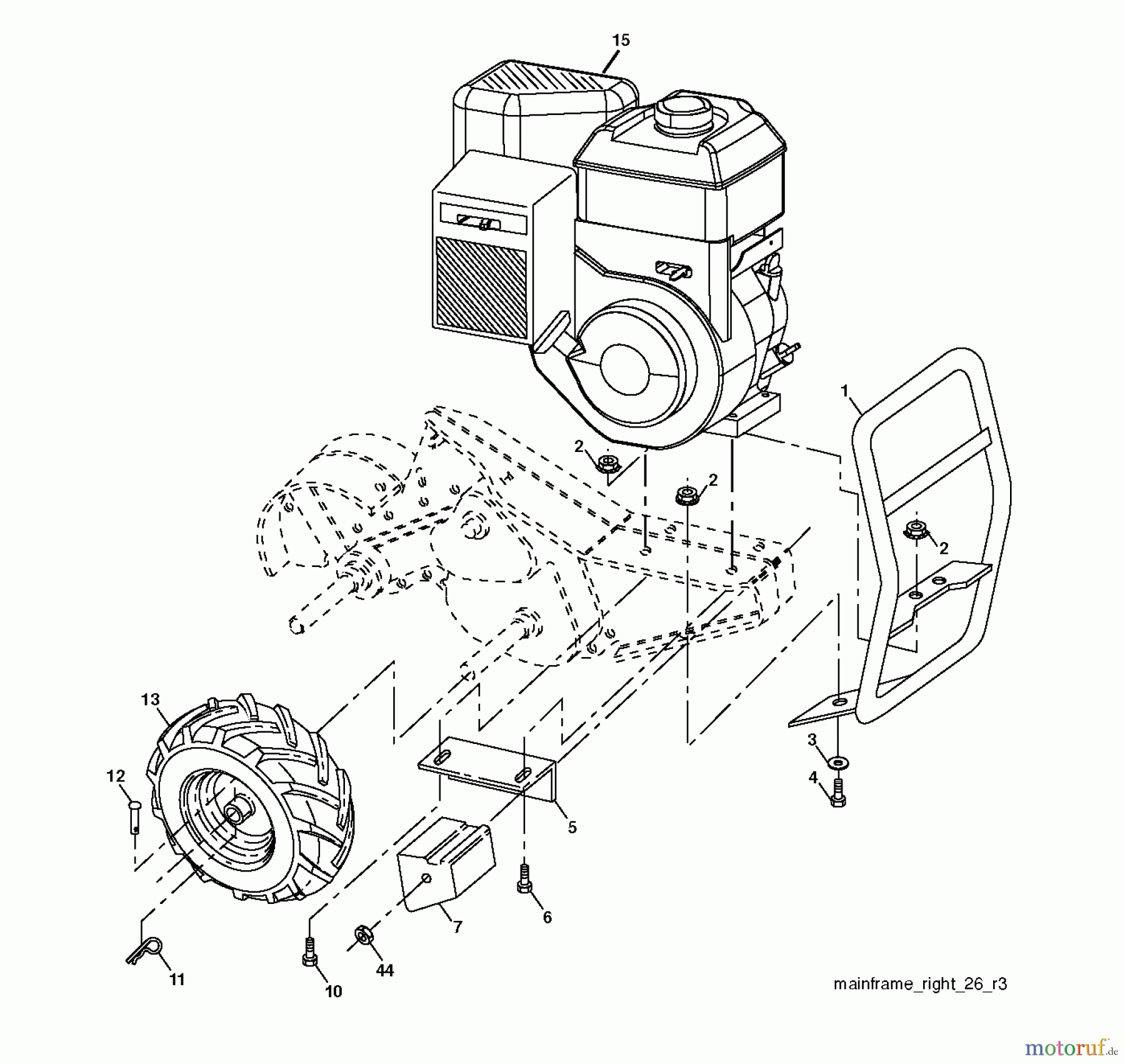 Jonsered Motorhacken / Kultivierer CT2105R (96091000108) - Jonsered Cultivator (2011-05) MAINFRAME RIGHT SIDE
