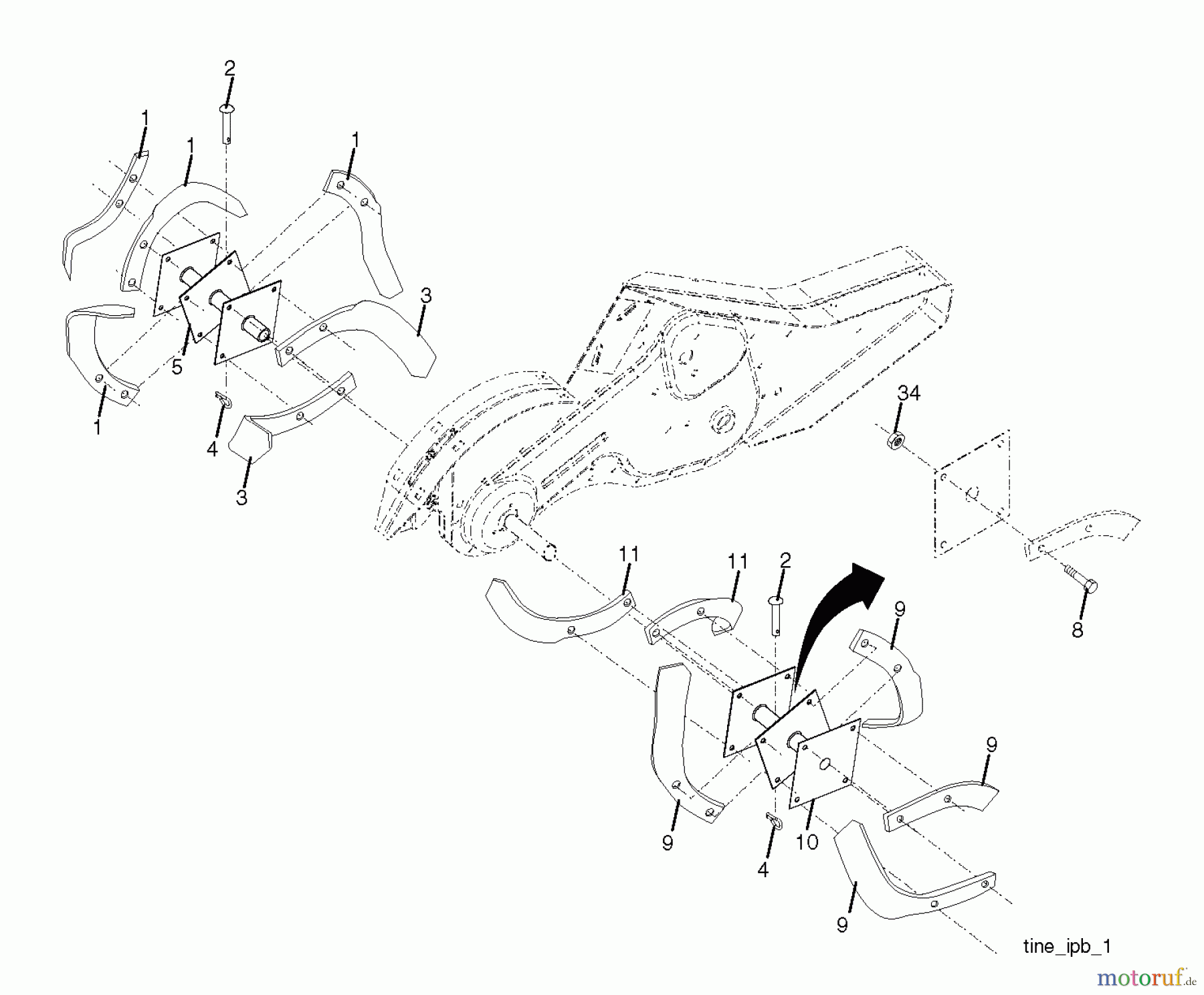  Jonsered Motorhacken / Kultivierer CT2105R (96091000108) - Jonsered Cultivator (2011-05) TINE ASSEMBLY