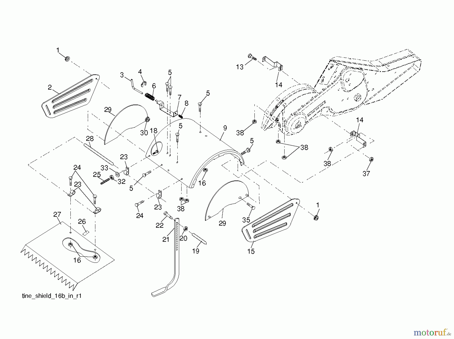  Jonsered Motorhacken / Kultivierer CT2105R (96091000108) - Jonsered Cultivator (2011-05) TINE SHIELD