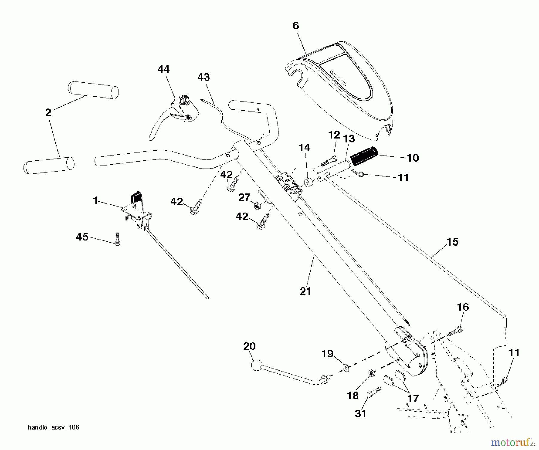 Jonsered Motorhacken / Kultivierer CT2105R (96091000109) - Jonsered Cultivator (2011-09) HANDLE