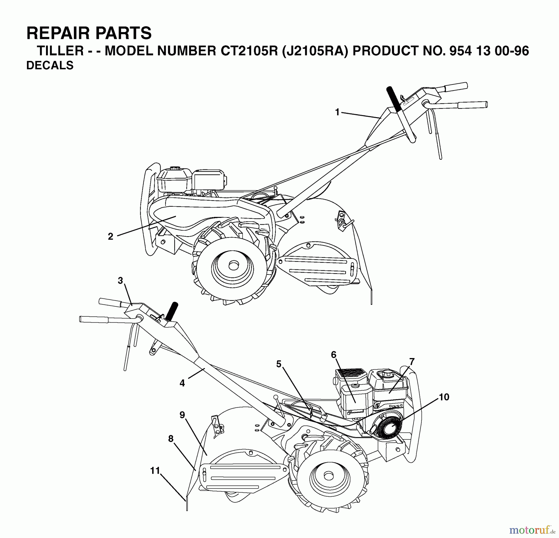  Jonsered Motorhacken / Kultivierer CT2105R (J2105RA, 954130096) - Jonsered Cultivator (2003-01) DECALS