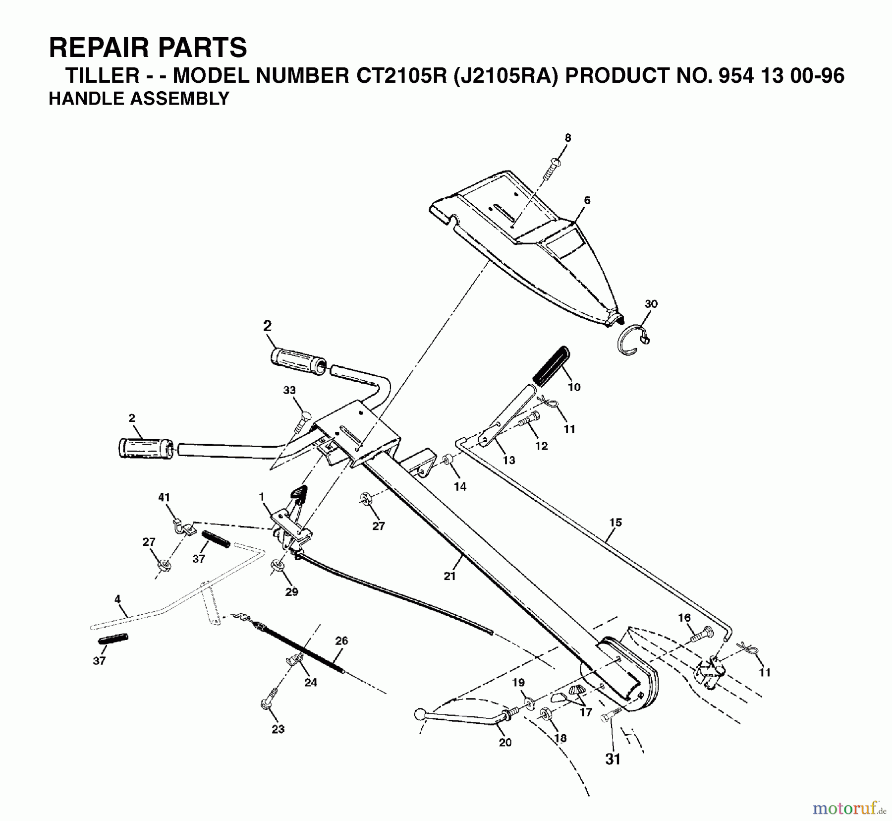 Jonsered Motorhacken / Kultivierer CT2105R (J2105RA, 954130096) - Jonsered Cultivator (2003-01) HANDLE CONTROLS