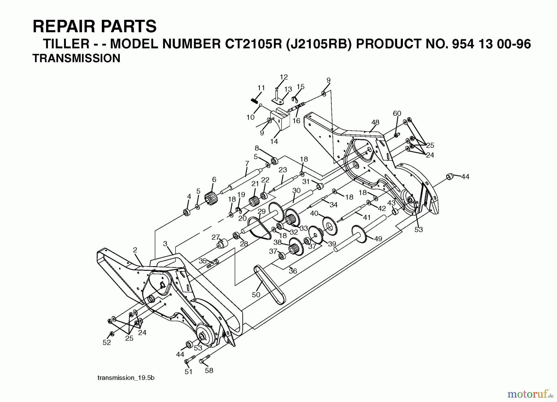 Jonsered Motorhacken / Kultivierer CT2105R (J2105RB, 954130096) - Jonsered Cultivator (2004-01) TRANSMISSION