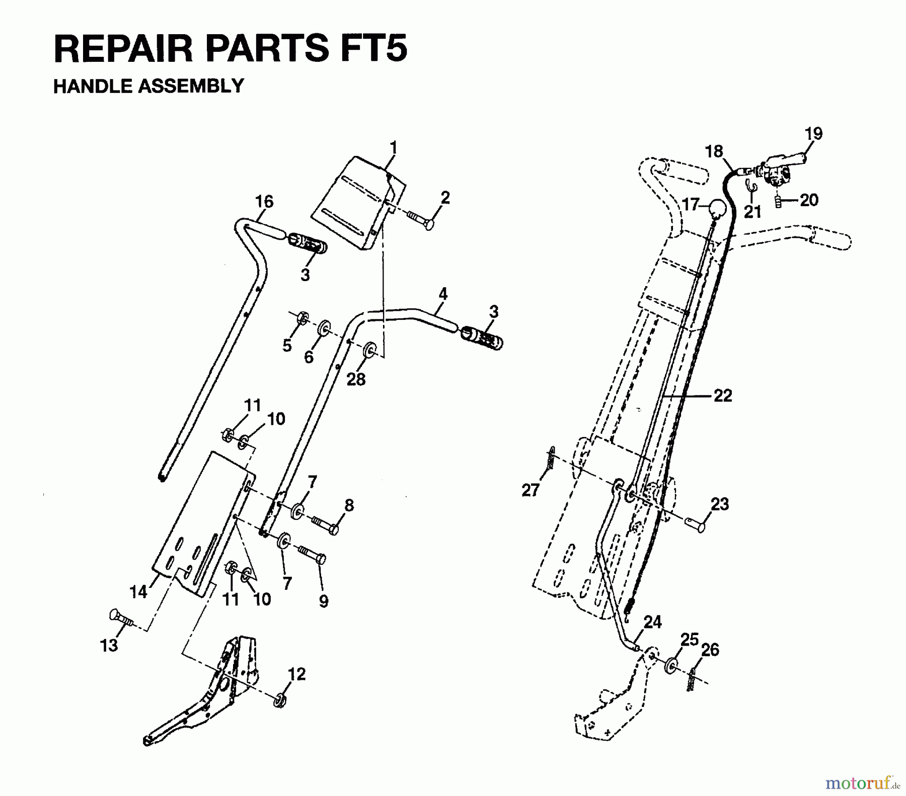 Jonsered Motorhacken / Kultivierer FT5 (954003311) - Jonsered Front-Tine Tiller (1996-01) HANDLE #2