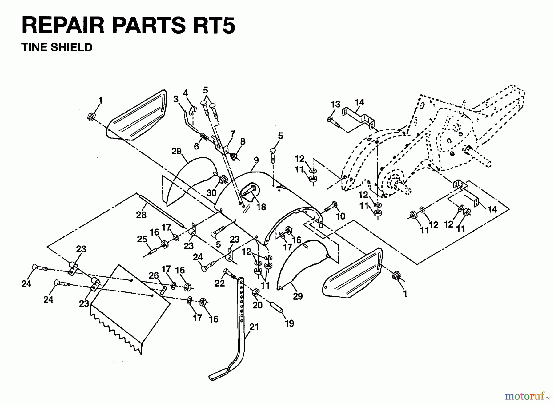 Jonsered Motorhacken / Kultivierer FT5 (954003311) - Jonsered Front-Tine Tiller (1996-01) TINE SHIELD