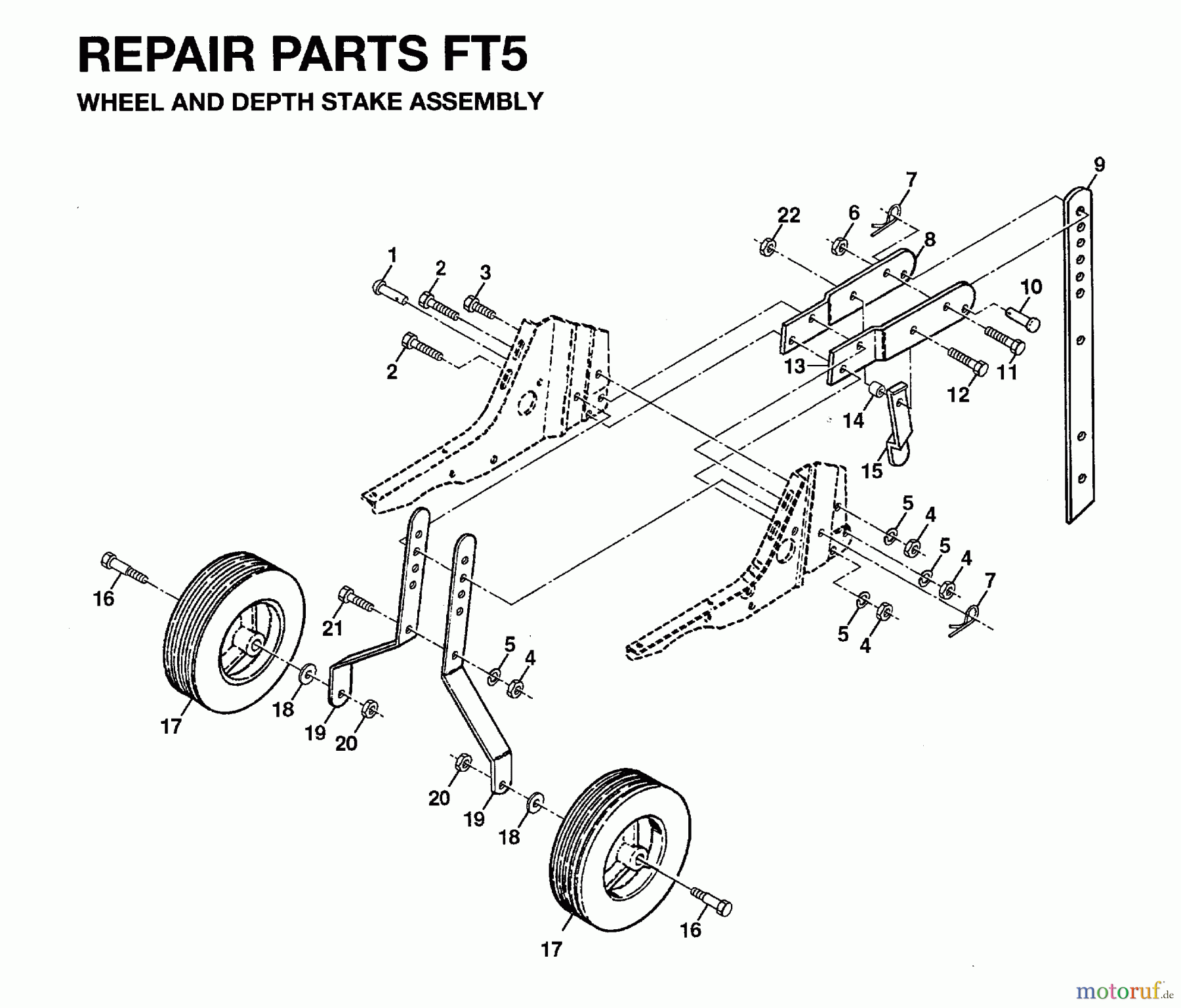  Jonsered Motorhacken / Kultivierer FT5 (954003311) - Jonsered Front-Tine Tiller (1996-01) WHEEL DEPTH STAKE ASSEMBLY