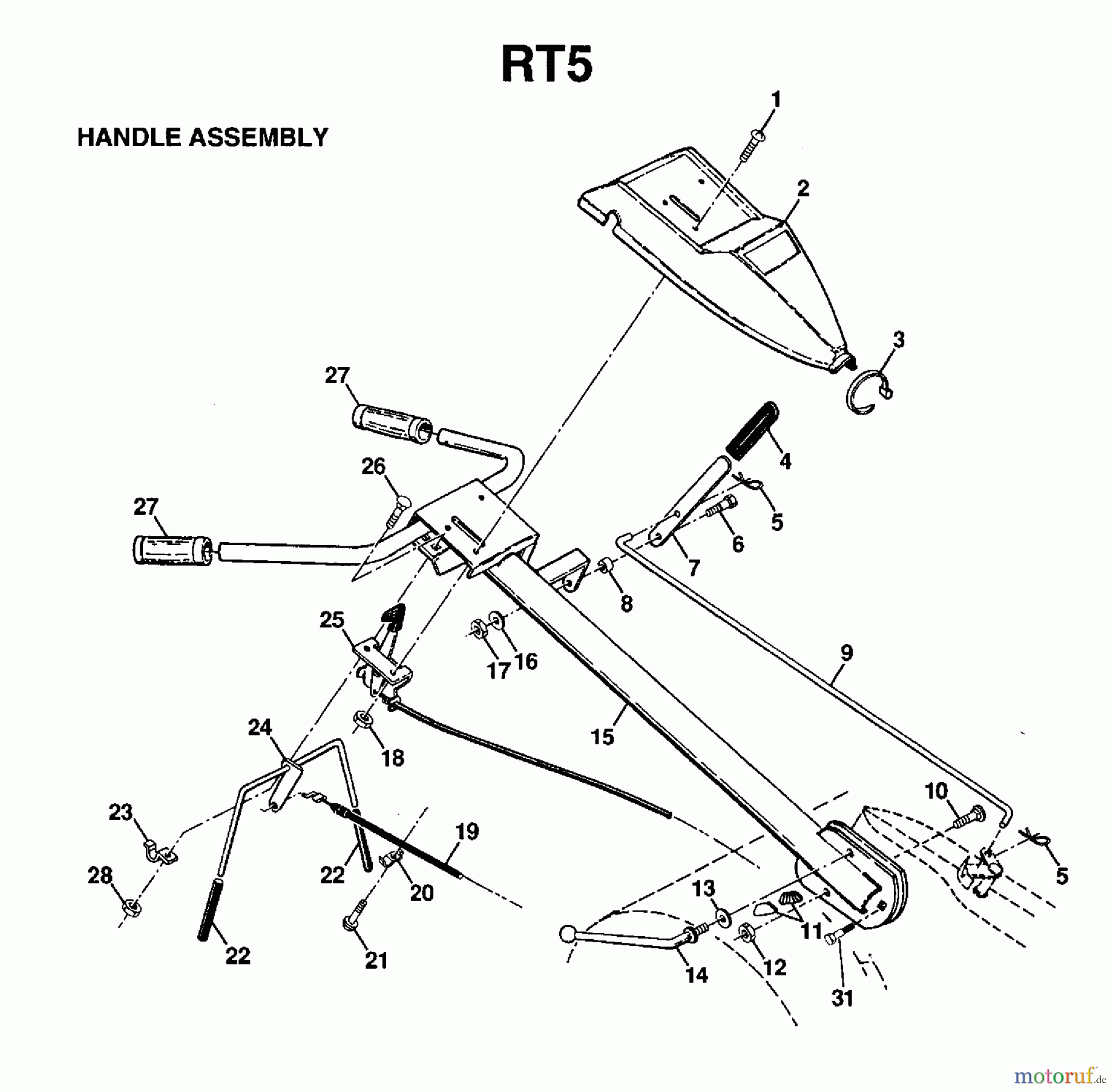 Jonsered Motorhacken / Kultivierer FT5 (954003311) - Jonsered Front-Tine Tiller (1997-01) HANDLE #1