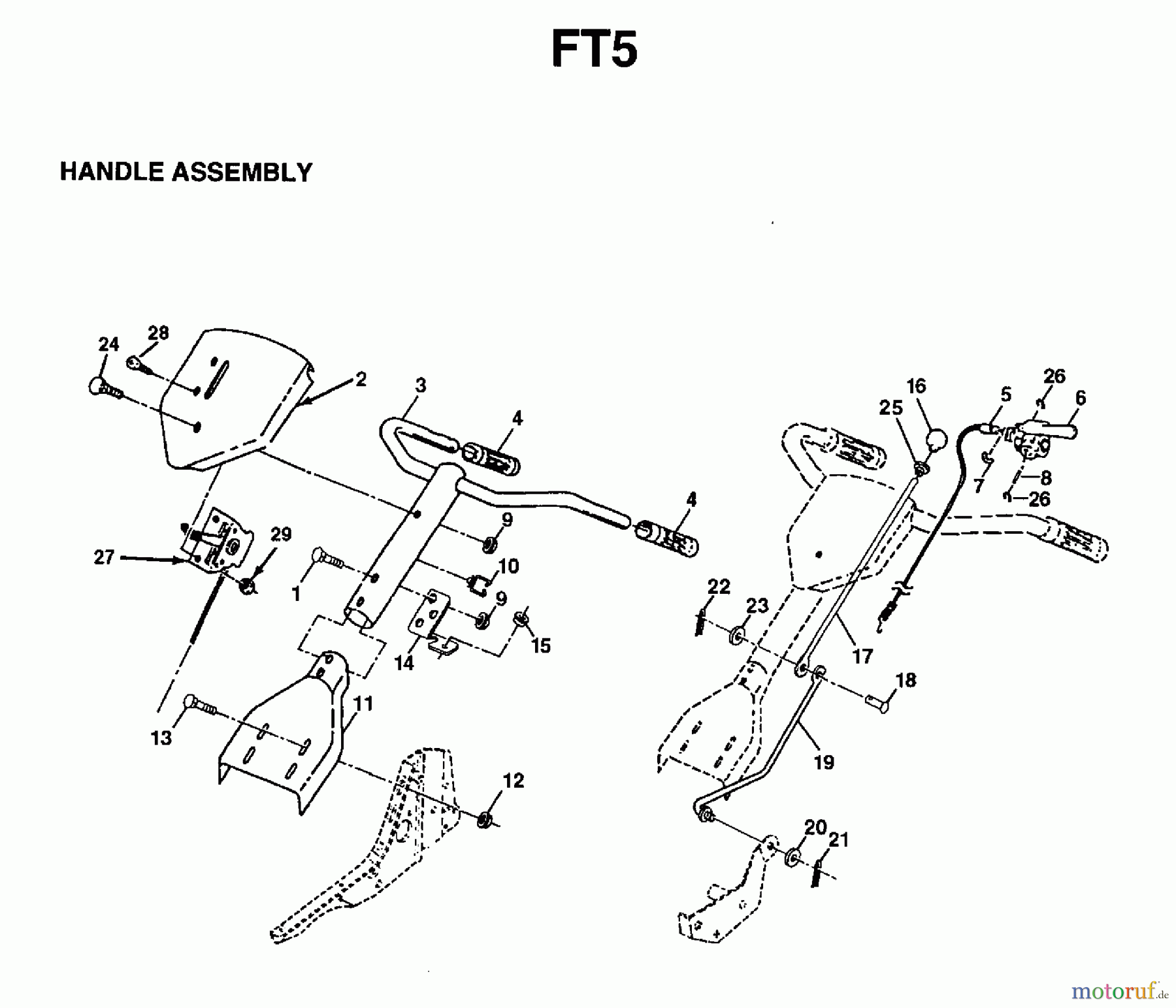 Jonsered Motorhacken / Kultivierer FT5 (954003311) - Jonsered Front-Tine Tiller (1997-01) HANDLE #2