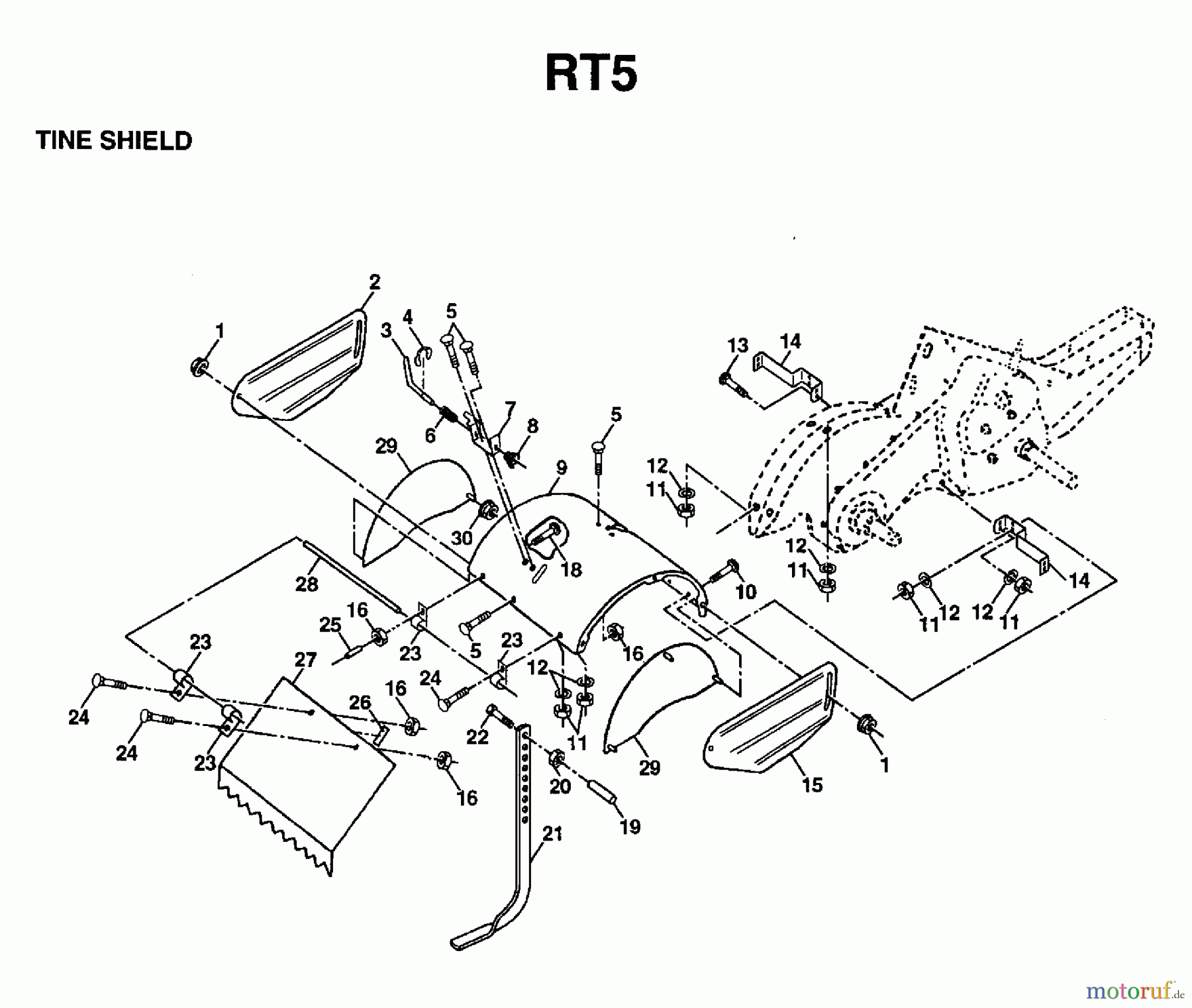 Jonsered Motorhacken / Kultivierer FT5 (954003311) - Jonsered Front-Tine Tiller (1997-01) TINE SHIELD