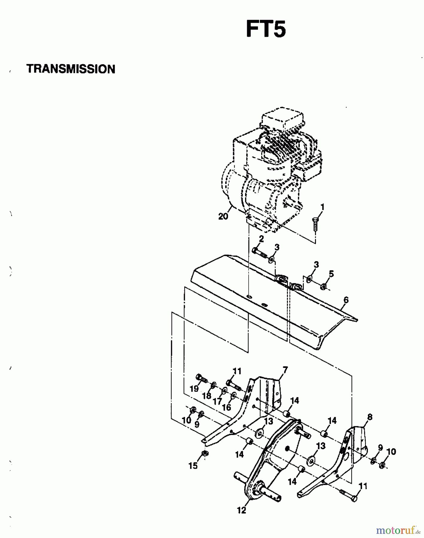 Jonsered Motorhacken / Kultivierer FT5 (954003311) - Jonsered Front-Tine Tiller (1997-01) TRANSMISSION #2