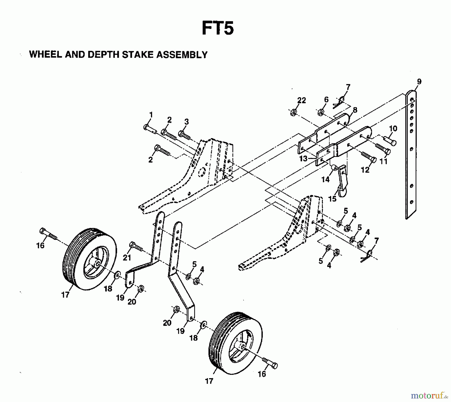 Jonsered Motorhacken / Kultivierer FT5 (954003311) - Jonsered Front-Tine Tiller (1997-01) WHEEL DEPTH STAKE ASSEMBLY