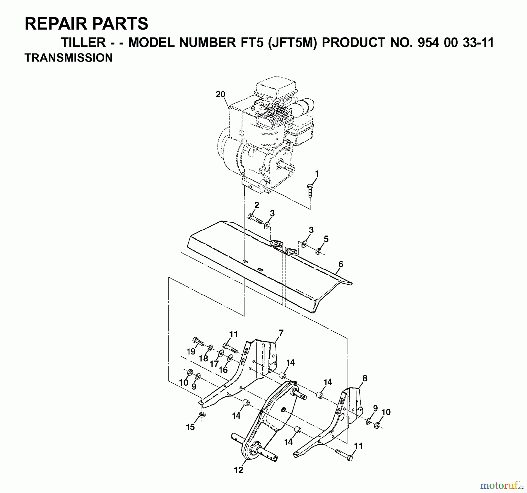  Jonsered Motorhacken / Kultivierer FT5 (JFT5M, 954003311) - Jonsered Front-Tine Tiller (2000-02) TRANSMISSION