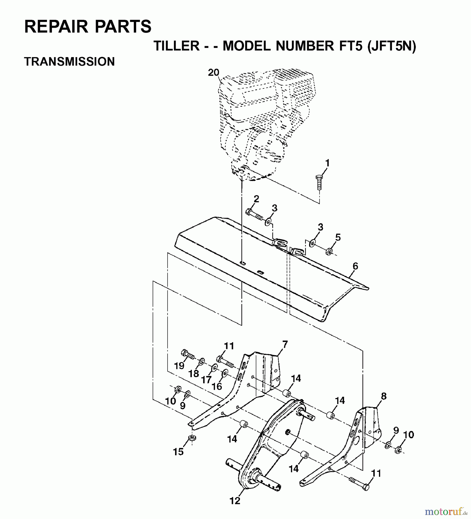 Jonsered Motorhacken / Kultivierer FT5 (JFT5N) - Jonsered Front-Tine Tiller (2001-01) TRANSMISSION