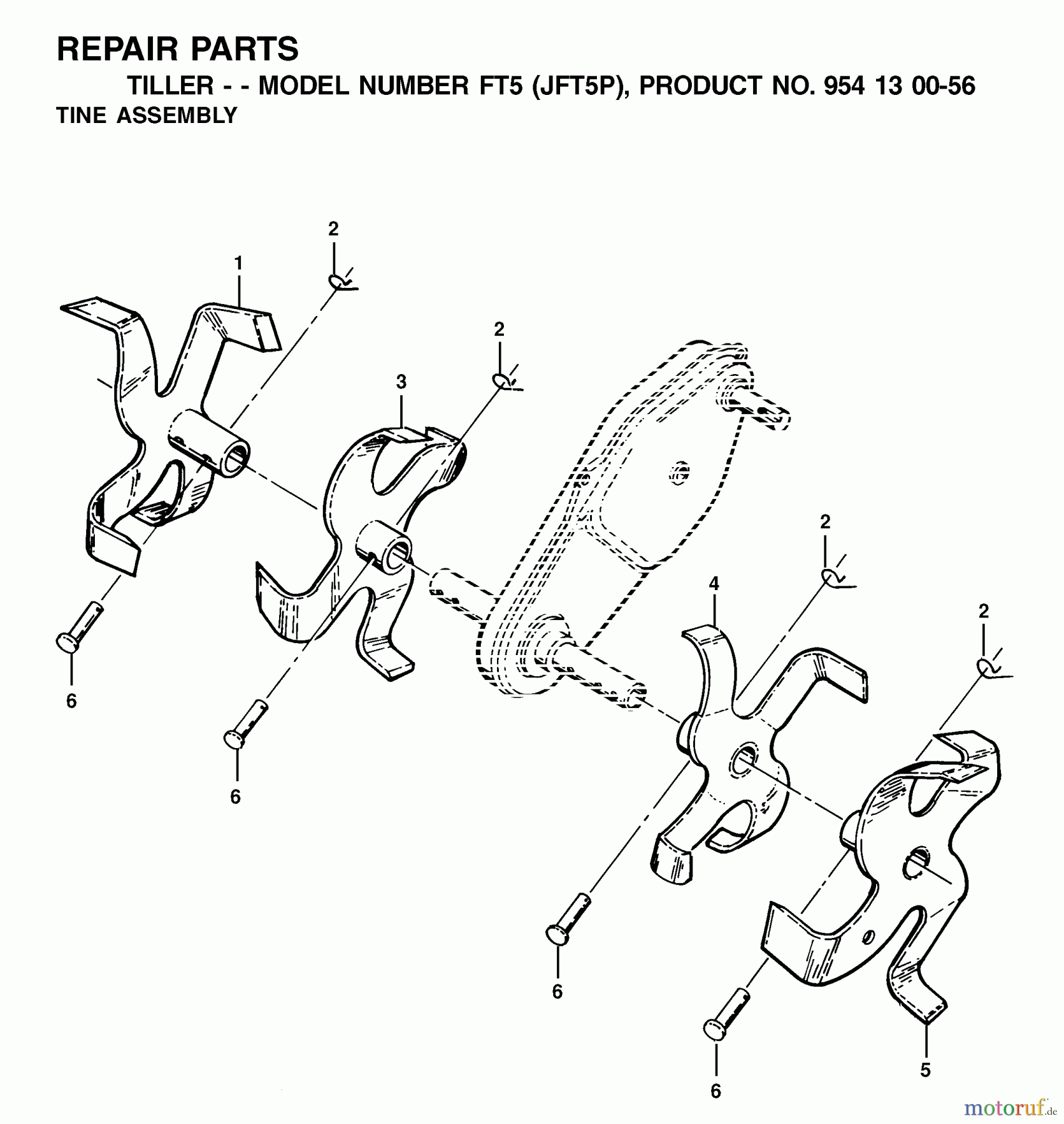  Jonsered Motorhacken / Kultivierer FT5 (JFT5P, 954130056) - Jonsered Front-Tine Tiller (2002-02) TINE ASSEMBLY