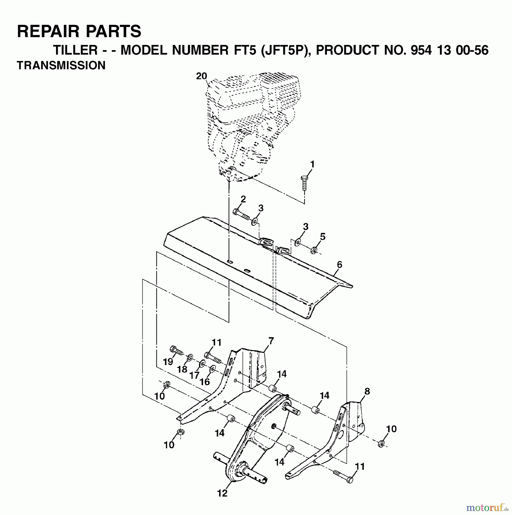 Jonsered Motorhacken / Kultivierer FT5 (JFT5P, 954130056) - Jonsered Front-Tine Tiller (2002-02) TRANSMISSION