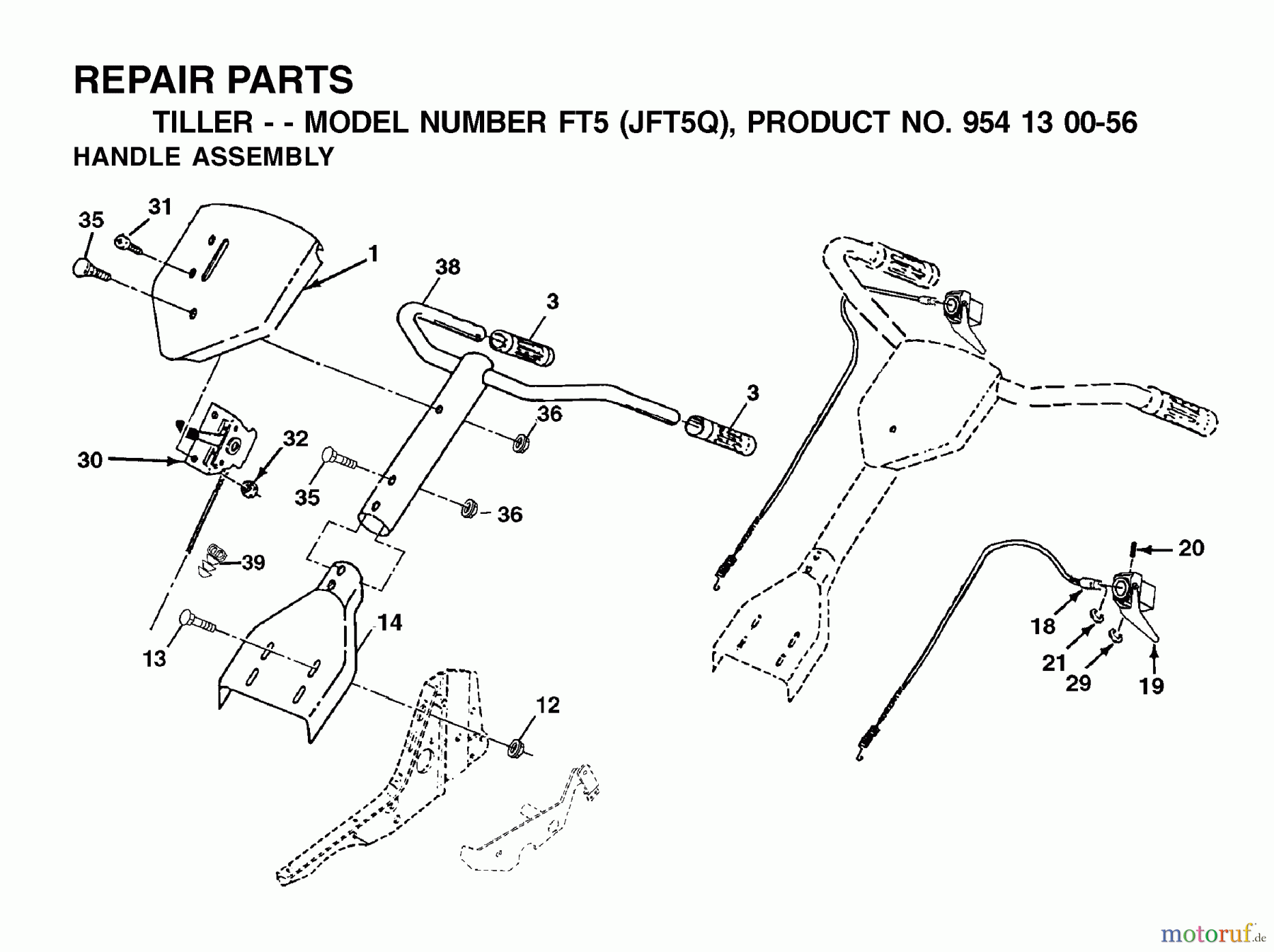  Jonsered Motorhacken / Kultivierer FT5 (JFT5Q, 954130056) - Jonsered Front-Tine Tiller (2002-03) HANDLE