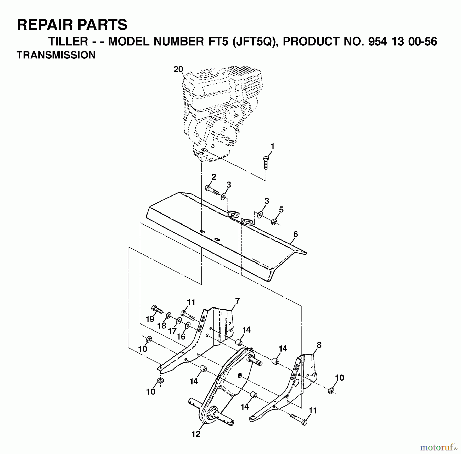 Jonsered Motorhacken / Kultivierer FT5 (JFT5Q, 954130056) - Jonsered Front-Tine Tiller (2002-03) TRANSMISSION