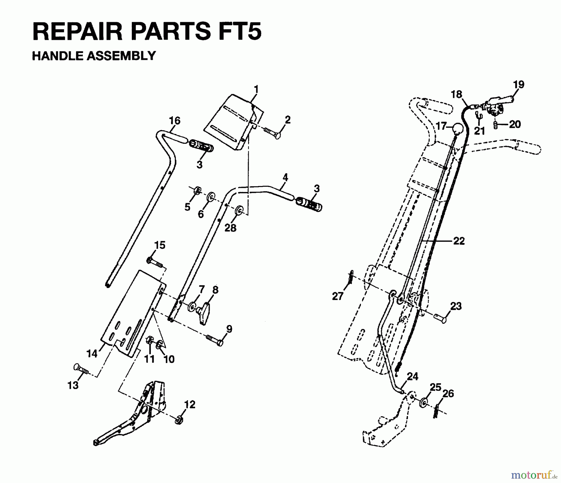 Jonsered Motorhacken / Kultivierer FT5 - Jonsered Front-Tine Tiller (1995-01) HANDLE