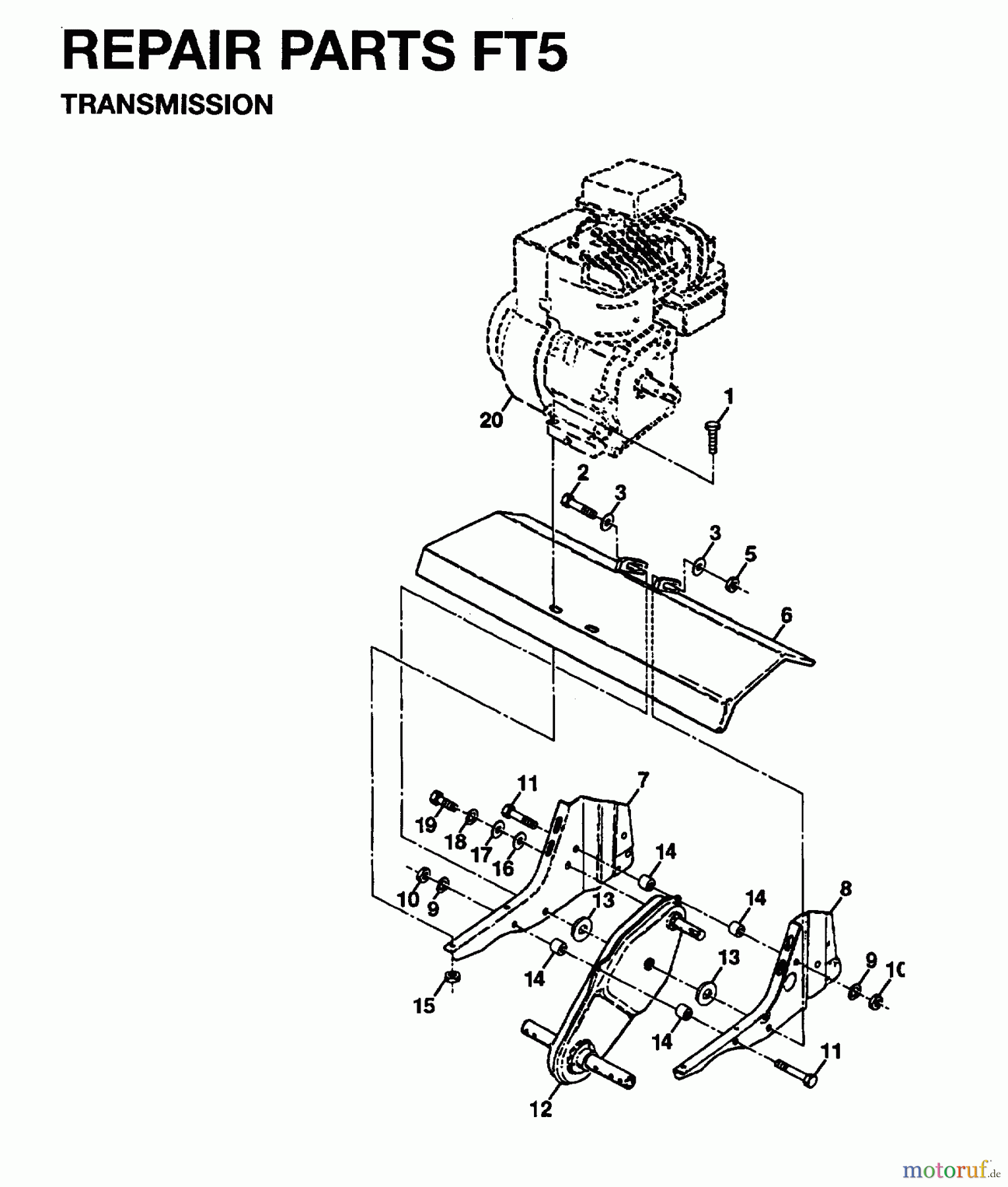 Jonsered Motorhacken / Kultivierer RT5 - Jonsered Rear-Tine Tiller (1995-01) TRANSMISSION #2