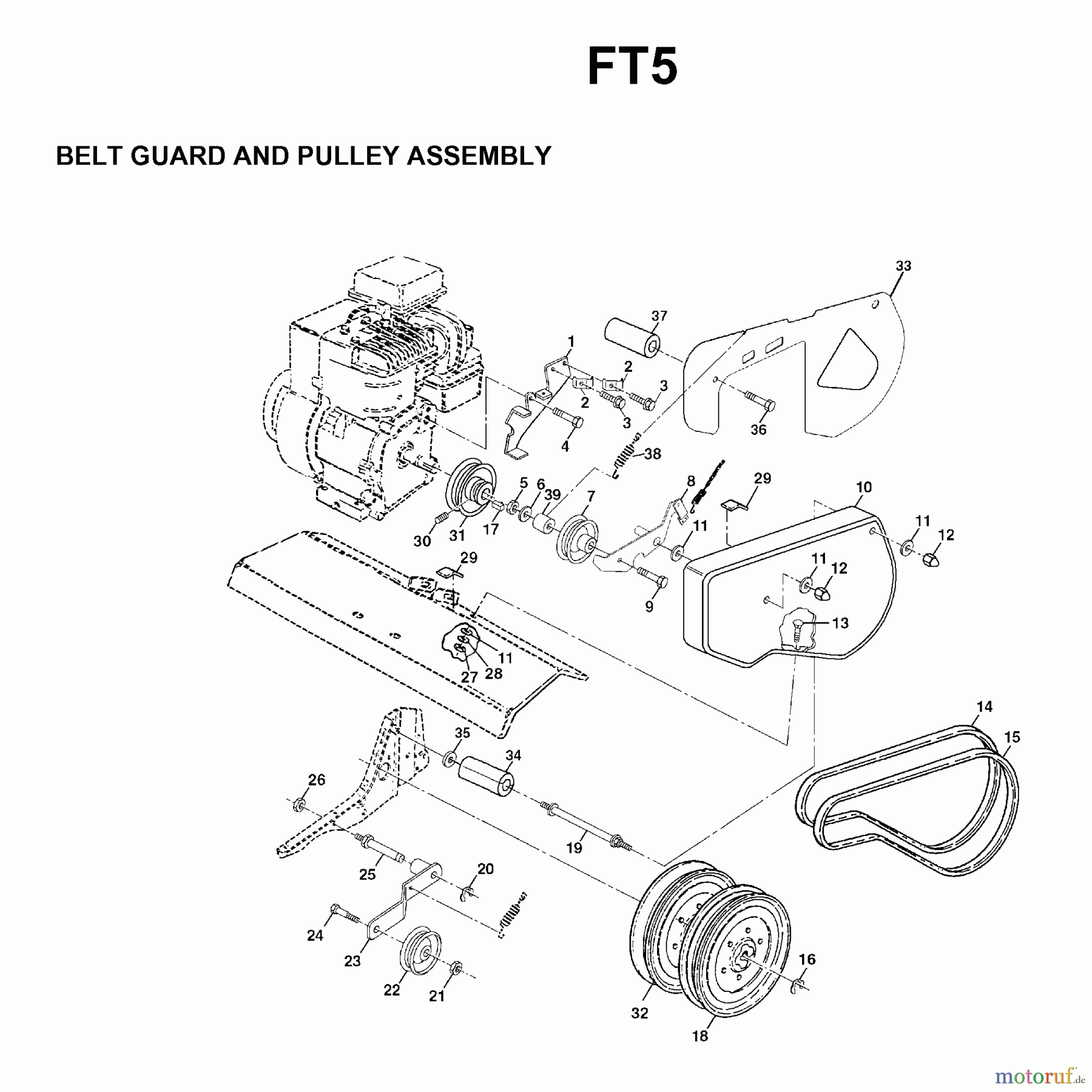 Jonsered Motorhacken / Kultivierer FT5 - Jonsered Front-Tine Tiller (1998-04) BELT GUARD PULLEY