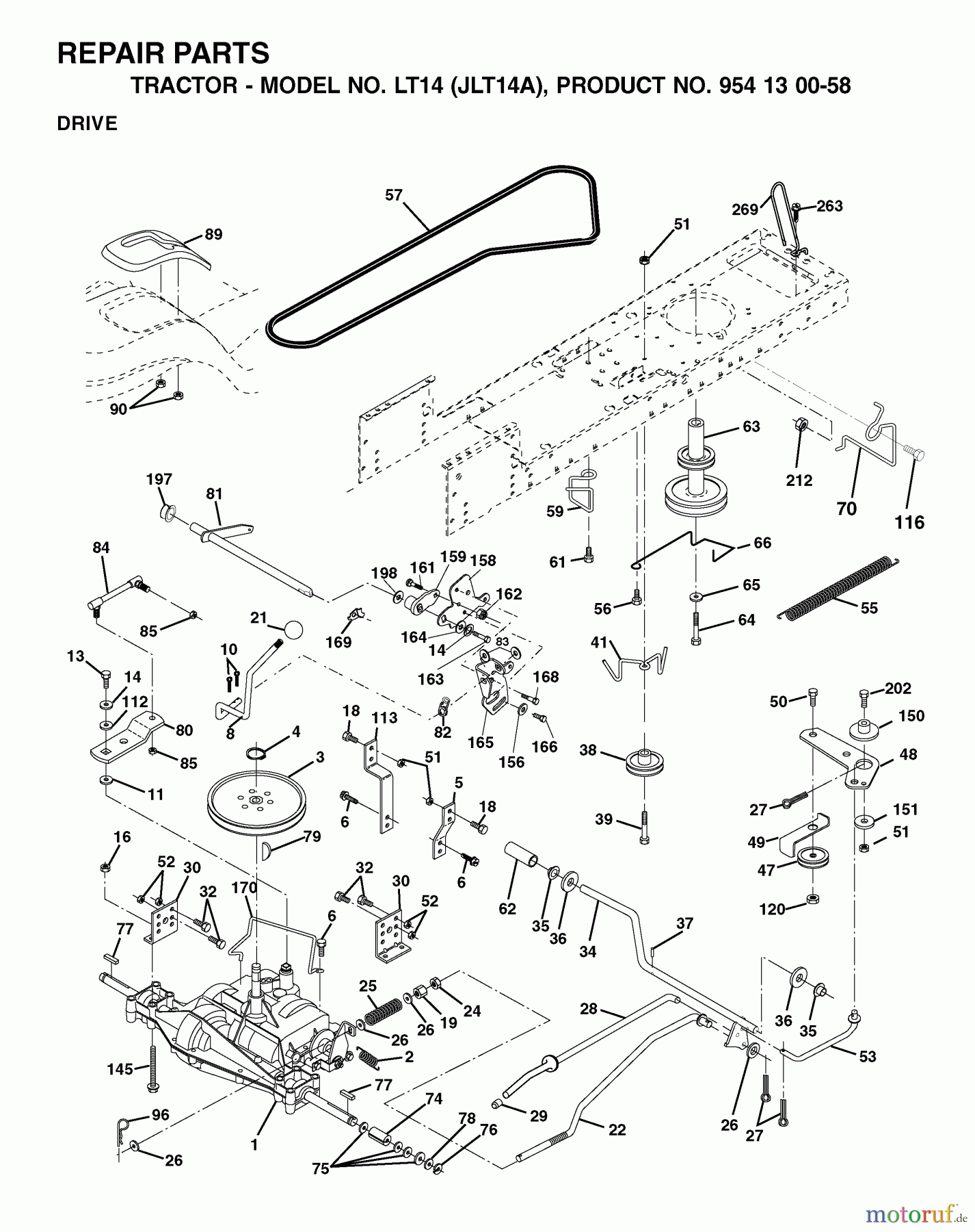 Jonsered Rasen und Garten Traktoren LT14 (JLT14A, 954130058) - Jonsered Lawn & Garden Tractor (2002-06) DRIVE