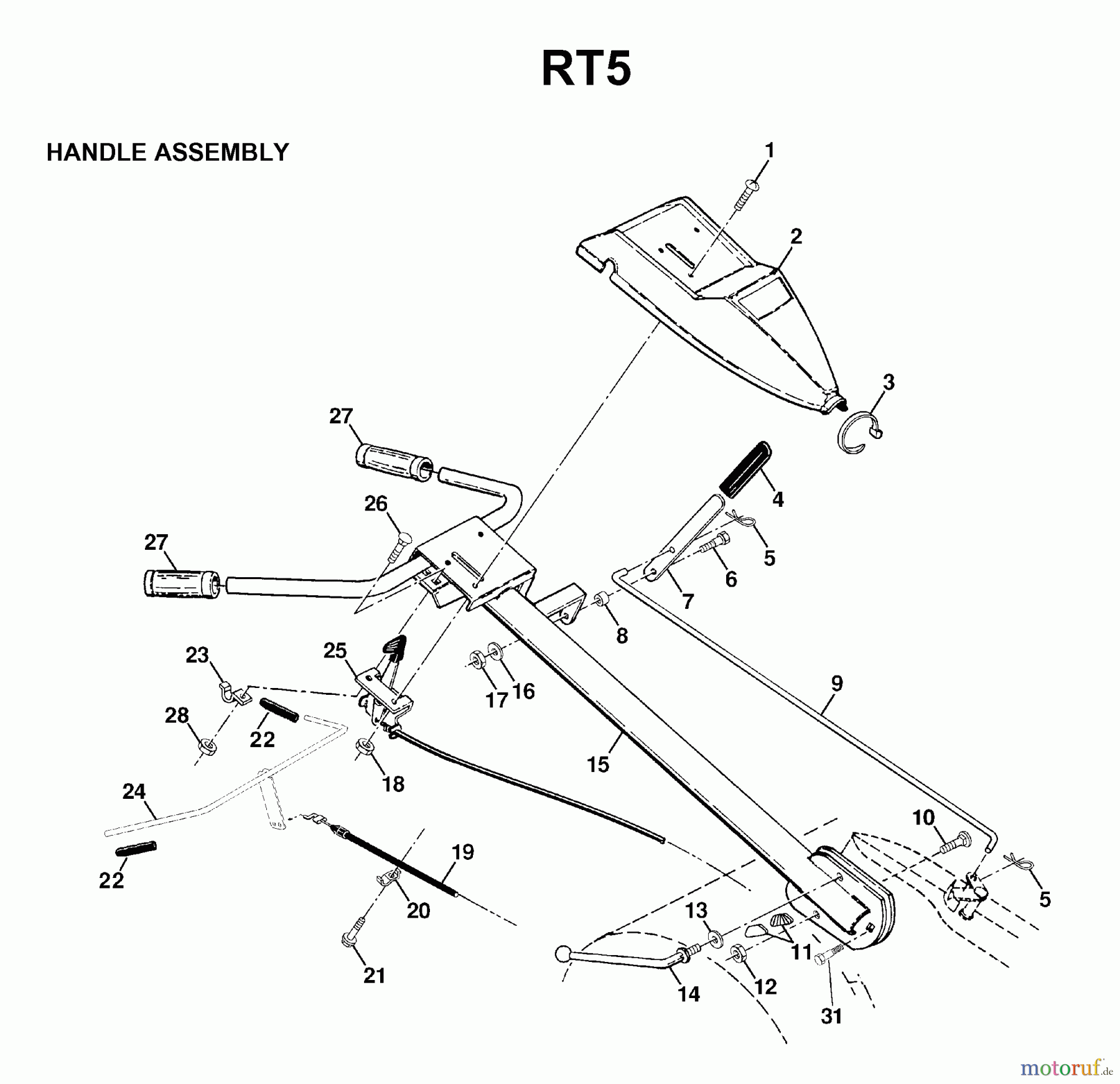 Jonsered Motorhacken / Kultivierer FT5 - Jonsered Front-Tine Tiller (1998-04) HANDLE #1