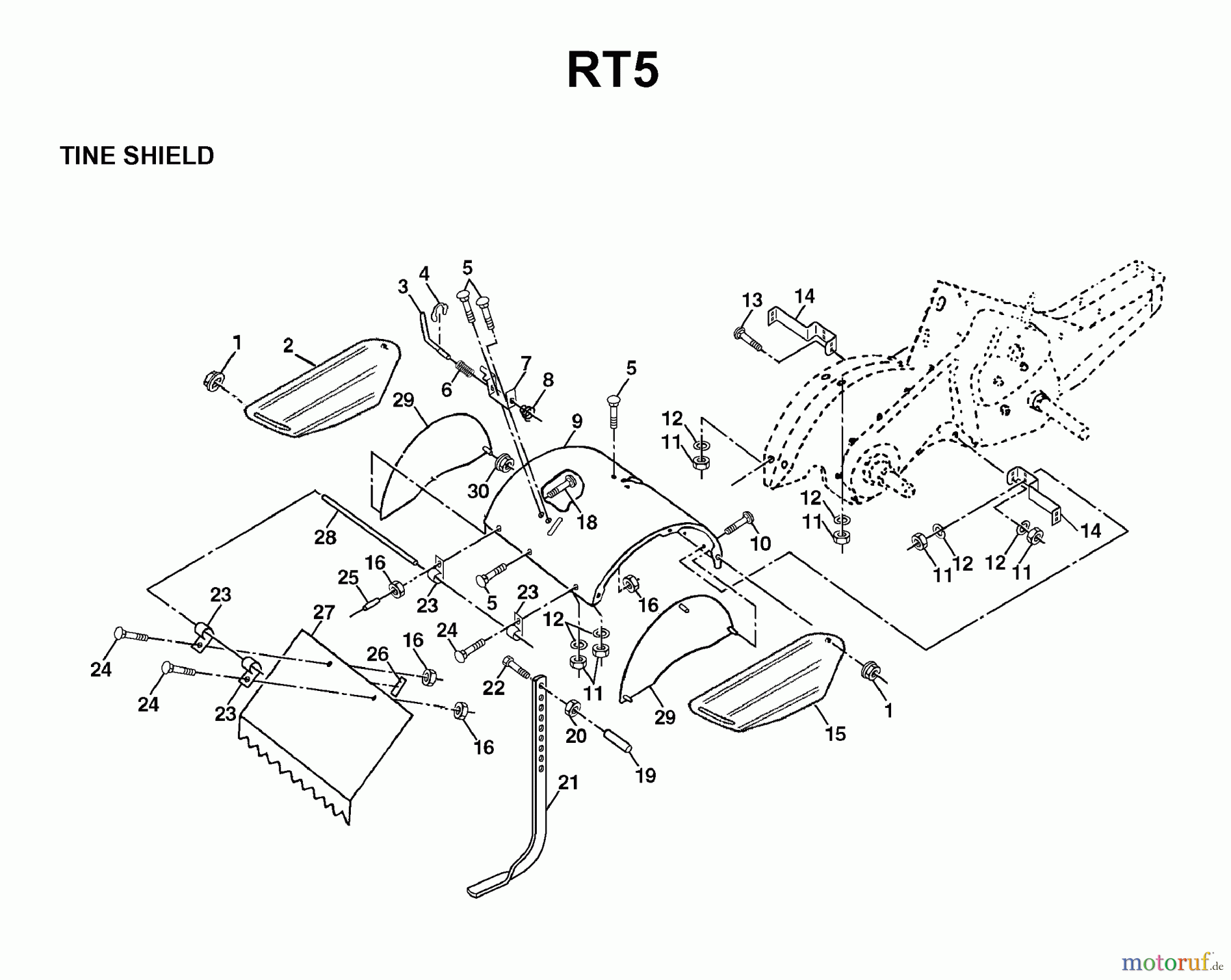 Jonsered Motorhacken / Kultivierer FT5 - Jonsered Front-Tine Tiller (1998-04) TINE SHIELD #2