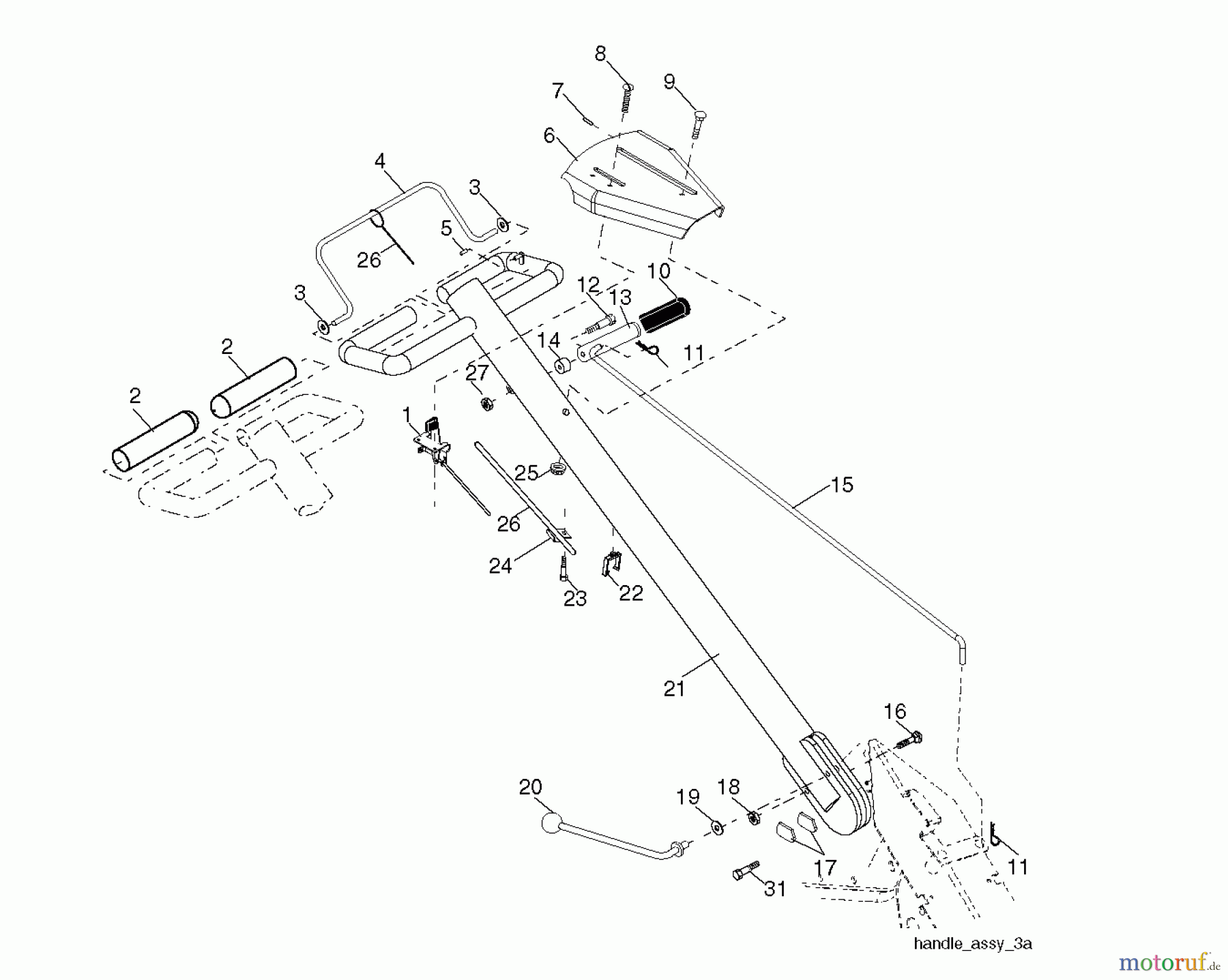  Jonsered Motorhacken / Kultivierer MRT 6 (96091002100) - Jonsered Rear-Tine Tiller (2010-10) HANDLE ASSEMBLY