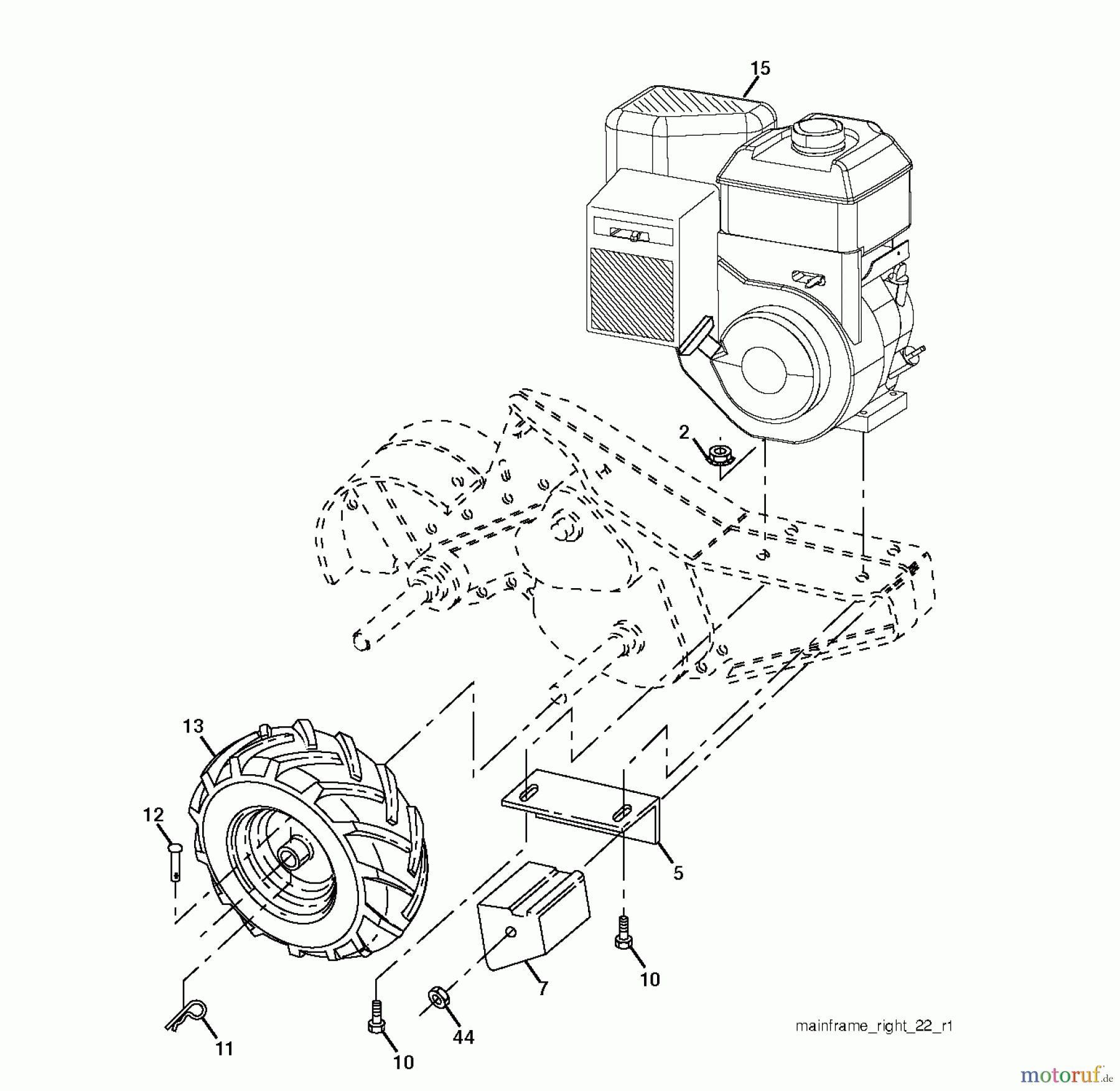 Jonsered Motorhacken / Kultivierer MRT 6 (96091002100) - Jonsered Rear-Tine Tiller (2010-10) MAIN FRAME RIGHT SIDE
