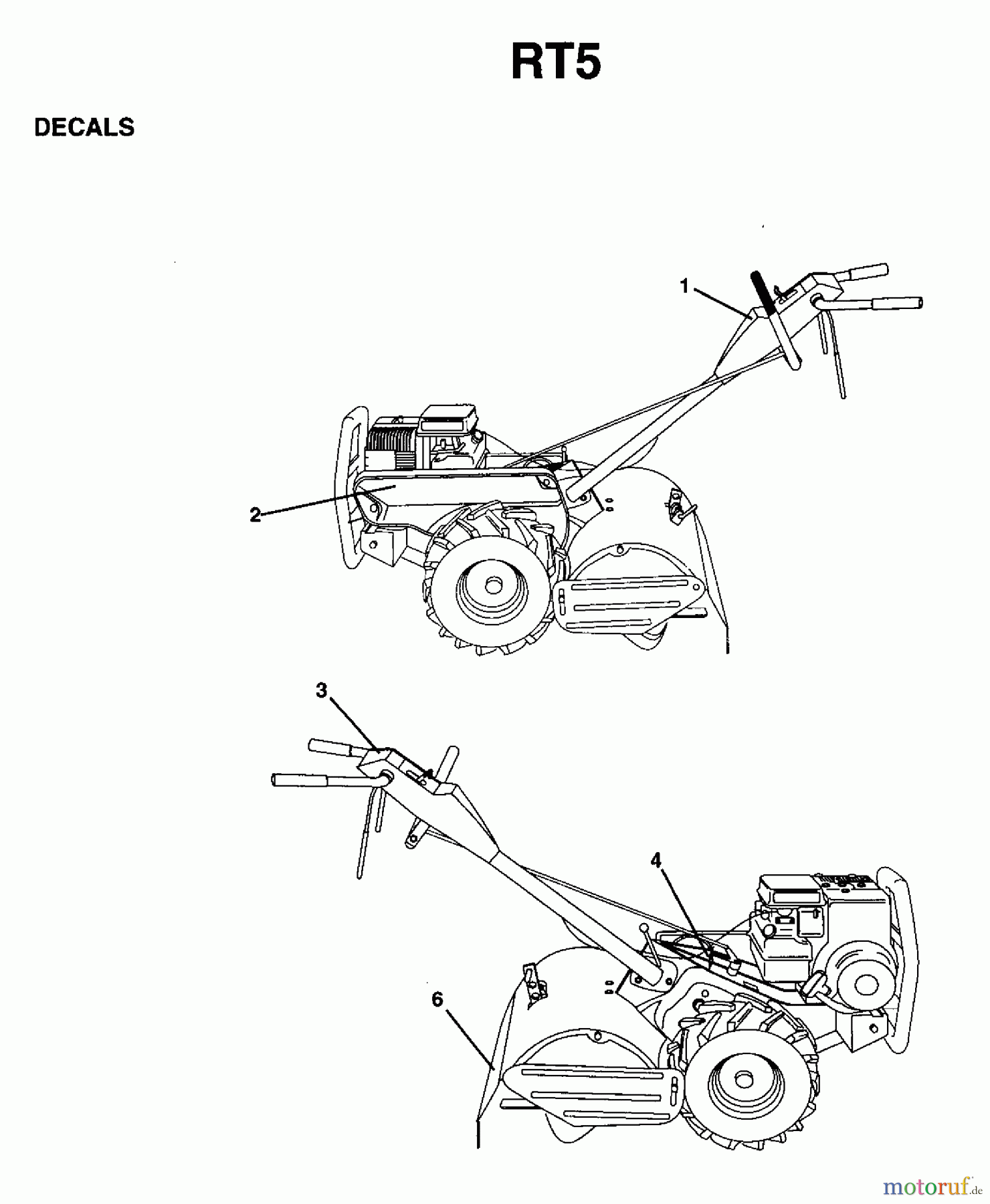  Jonsered Motorhacken / Kultivierer RT5 (954003451) - Jonsered Rear-Tine Tiller (1997-01) DECALS #2