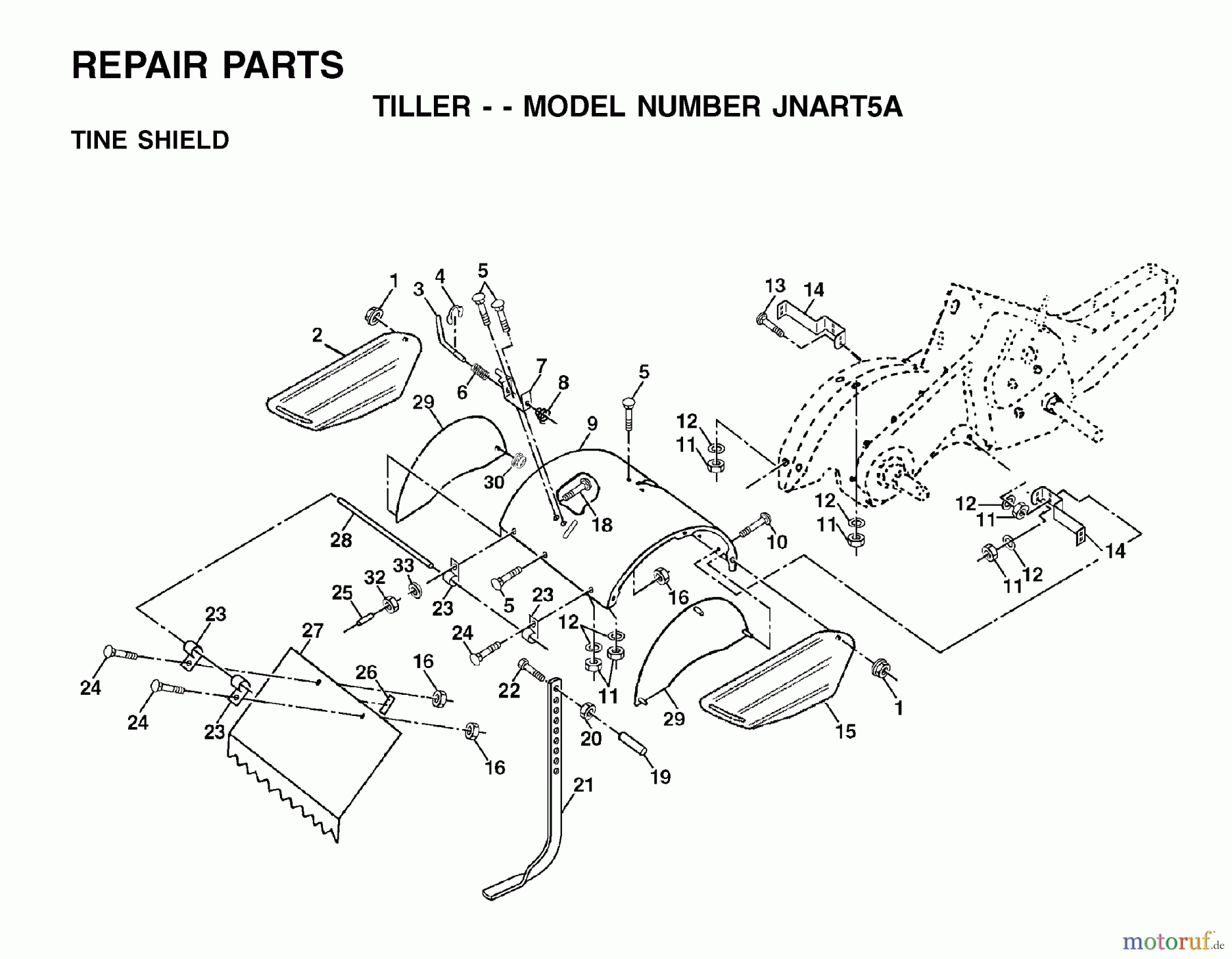 Jonsered Motorhacken / Kultivierer RT5 (JNART5A) - Jonsered Rear-Tine Tiller (2003-01) TINE SHIELD