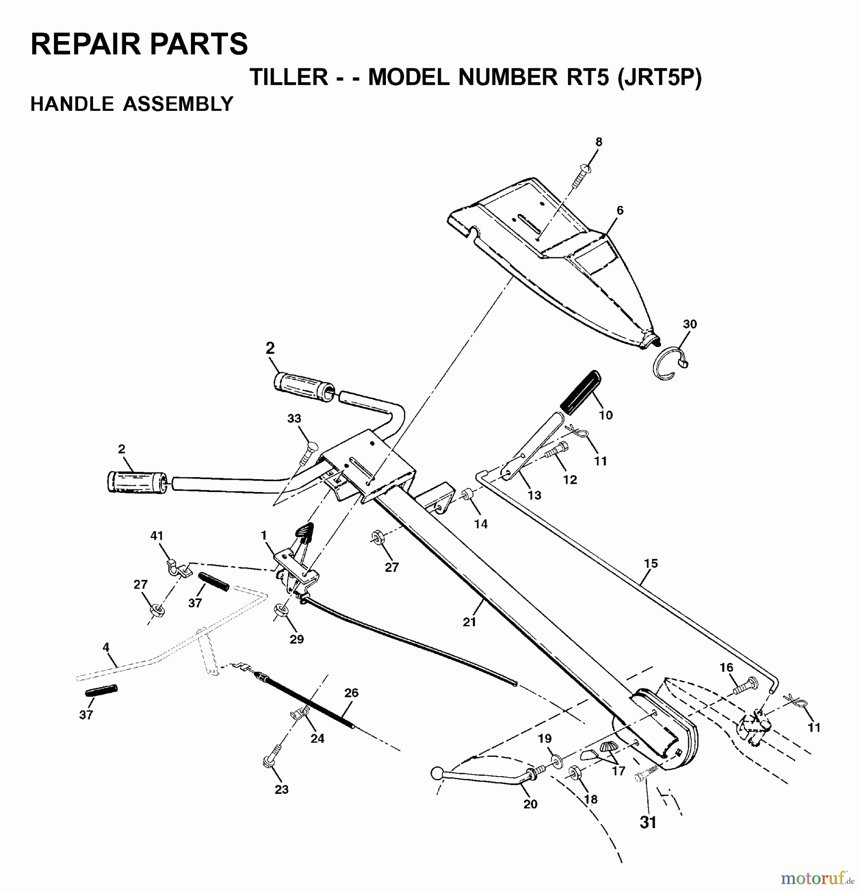  Jonsered Motorhacken / Kultivierer RT5 (JRT5P) - Jonsered Rear-Tine Tiller (2000-02) HANDLE