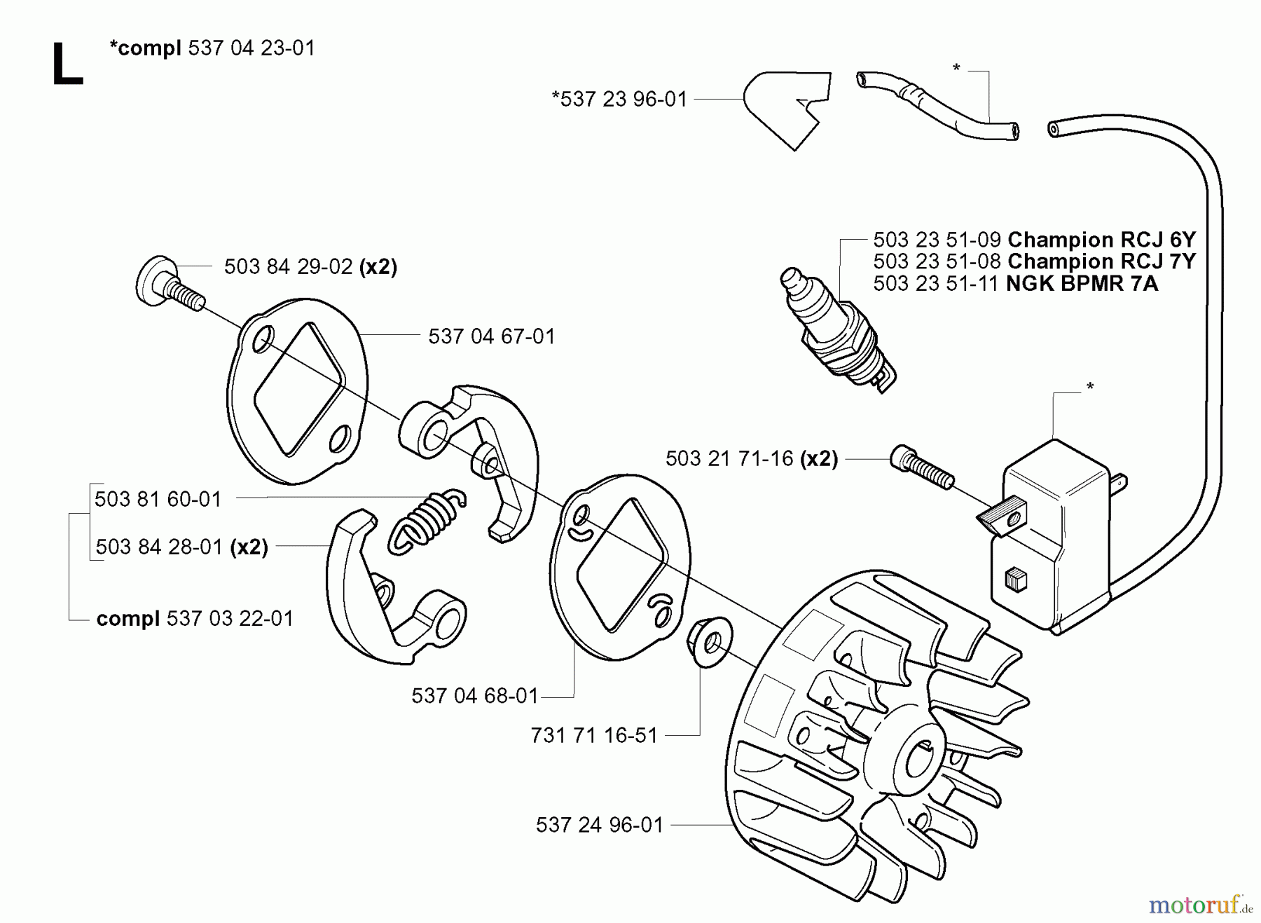 Jonsered Motorsensen, Trimmer BC2125 - Jonsered Brushcutter (2004-01) IGNITION SYSTEM CLUTCH