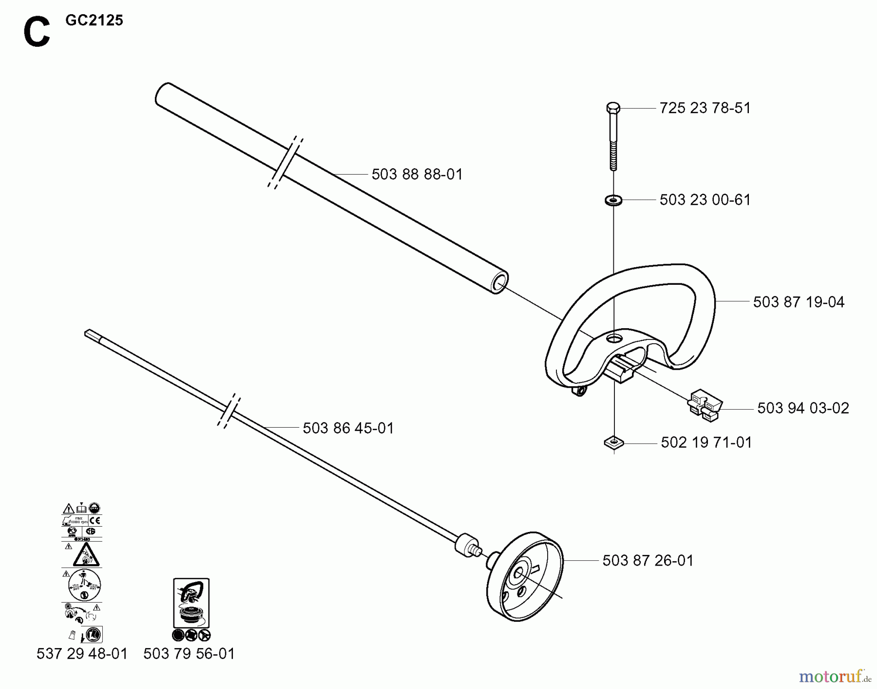 Jonsered Motorsensen, Trimmer GC2125C - Jonsered String/Brush Trimmer (2005-01) SHAFT HANDLE #2
