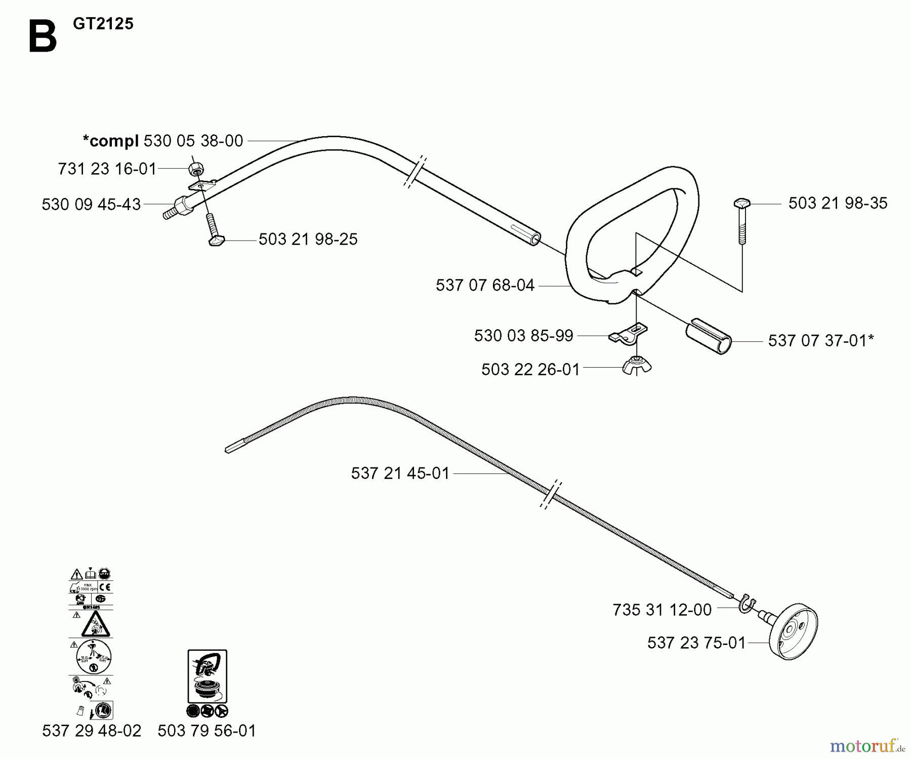 Jonsered Motorsensen, Trimmer GC2125C - Jonsered String/Brush Trimmer (2005-01) SHAFT HANDLE #1