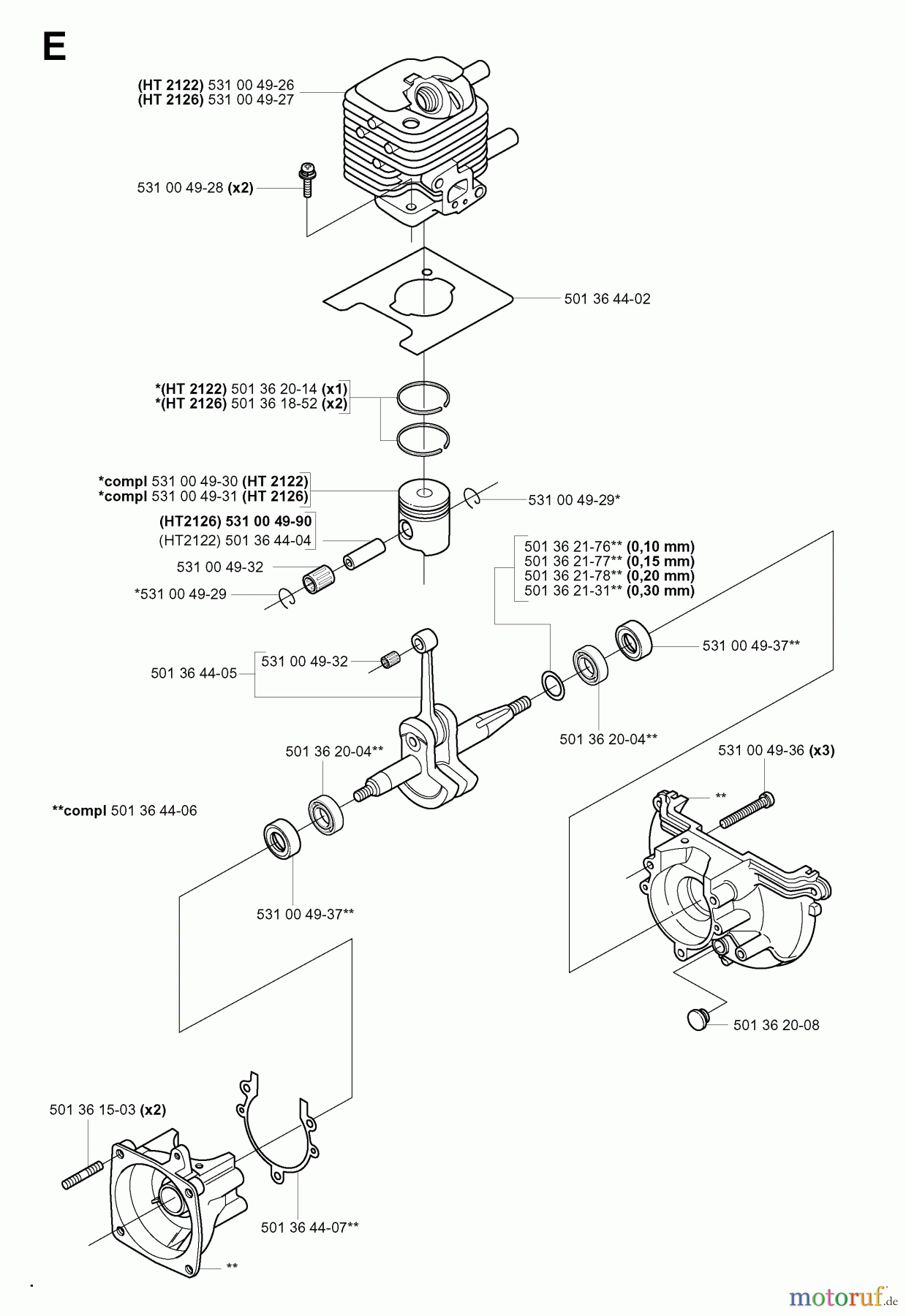  Jonsered Heckenscheren HT2122 - Jonsered Hedge Trimmer (2000-03) PISTON CRANKSHAFT