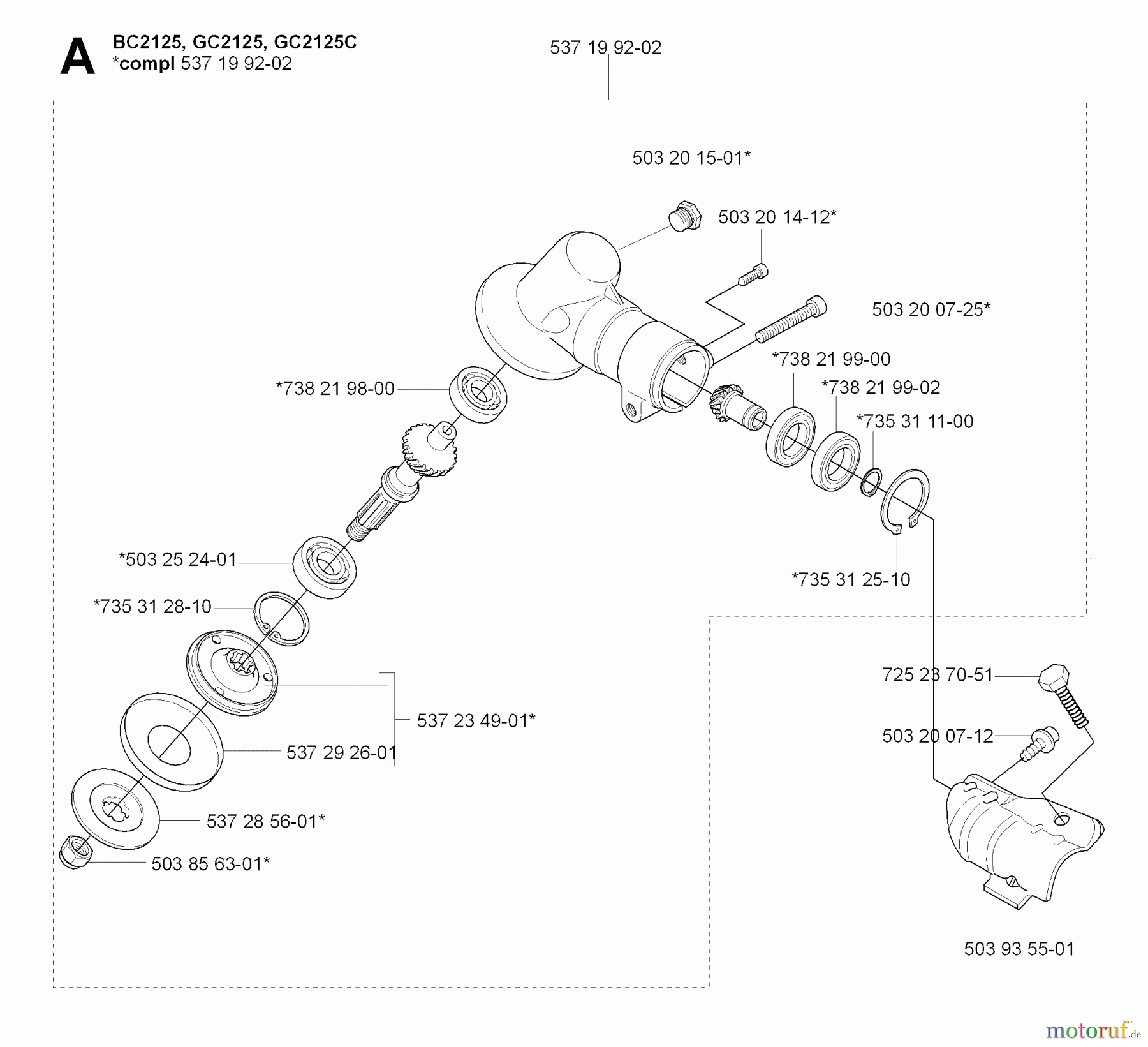 Jonsered Motorsensen, Trimmer GC2125C - Jonsered String/Brush Trimmer (2008-09) BEVEL GEAR