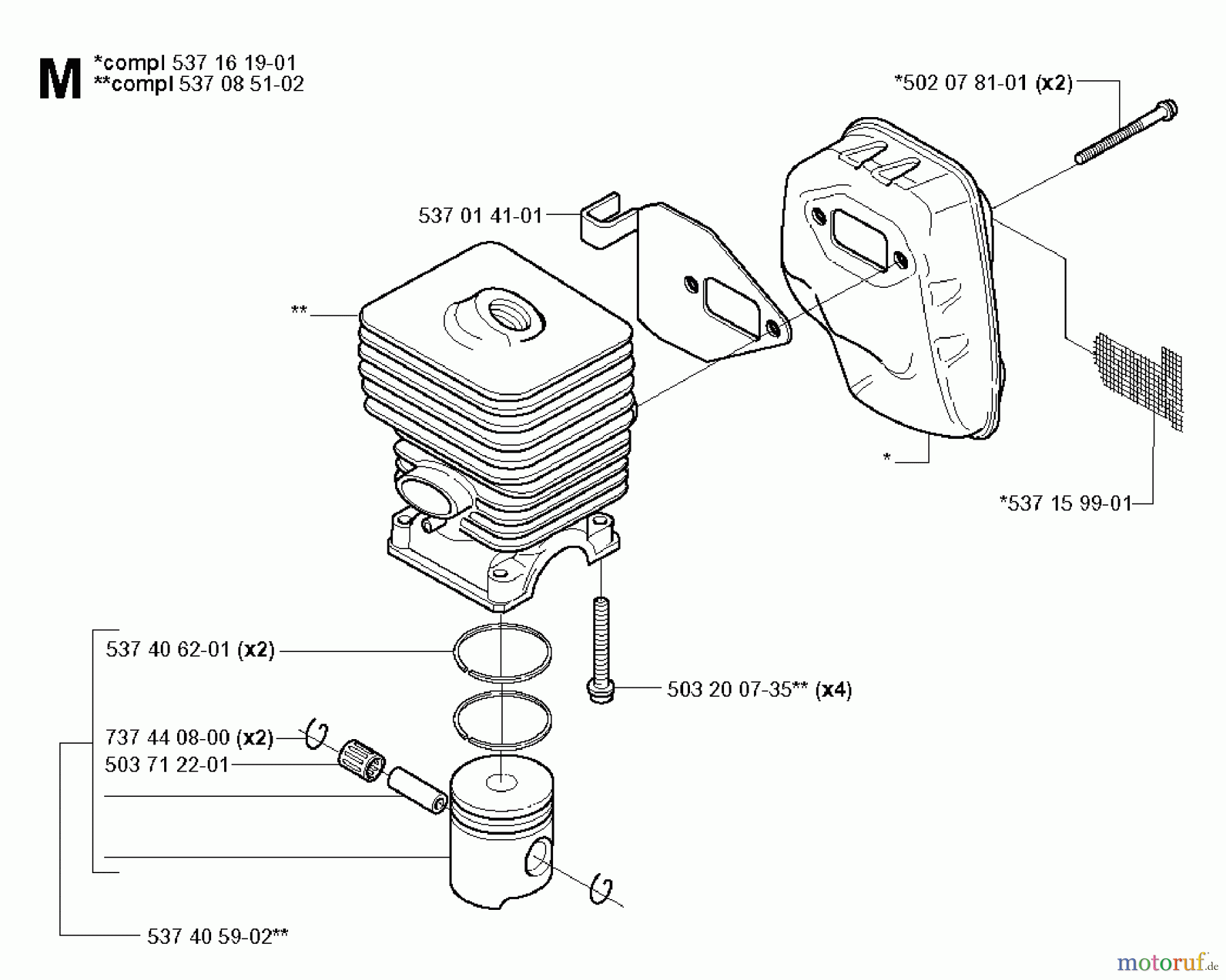  Jonsered Motorsensen, Trimmer GC2125C - Jonsered String/Brush Trimmer (2008-09) CYLINDER PISTON MUFFLER