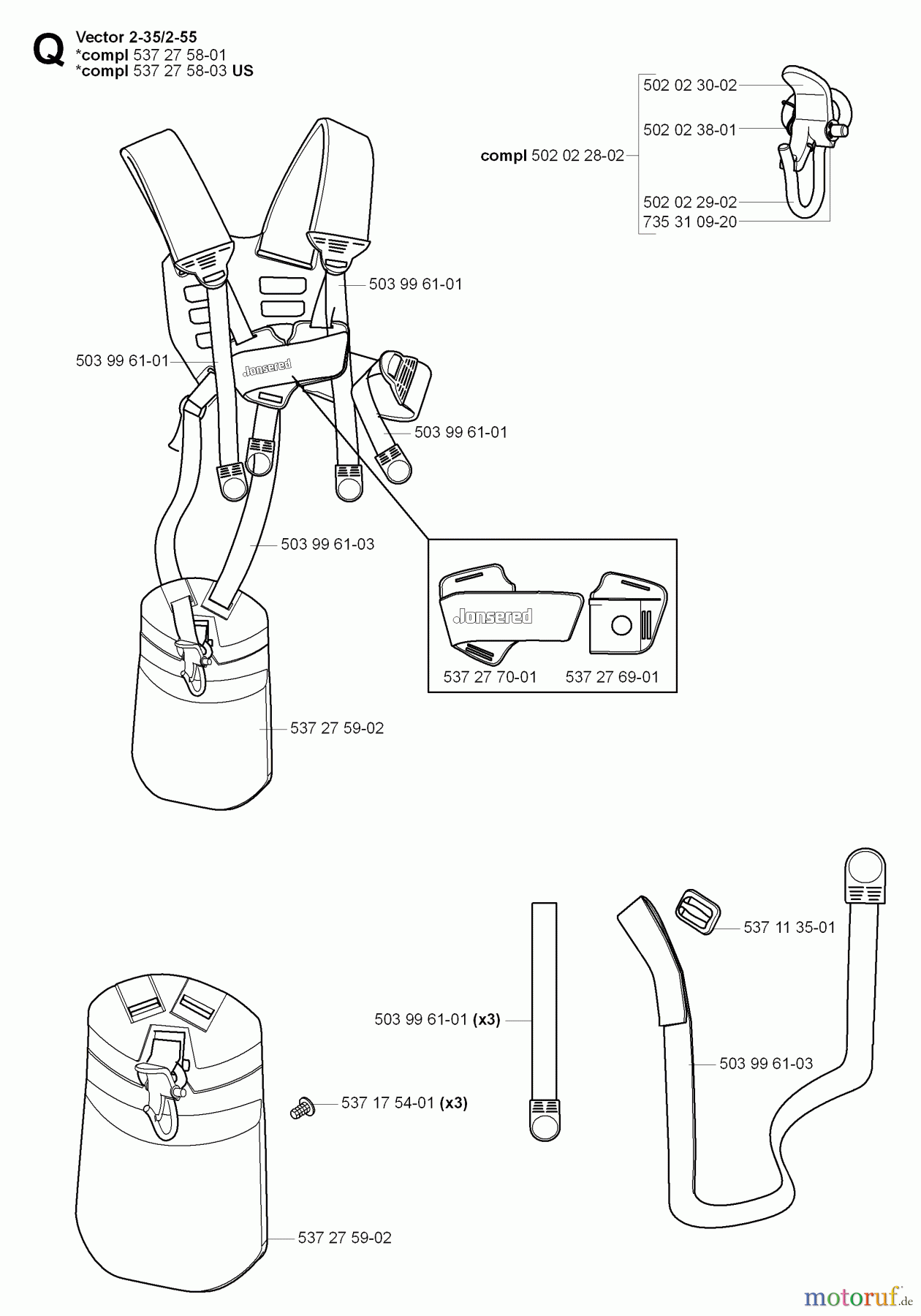  Jonsered Motorsensen, Trimmer GC2125 - Jonsered String/Brush Trimmer (2008-09) HARNESS