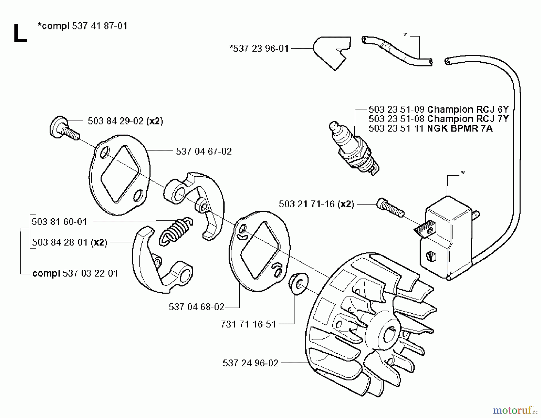 Jonsered Motorsensen, Trimmer GC2125 - Jonsered String/Brush Trimmer (2008-09) IGNITION SYSTEM CLUTCH