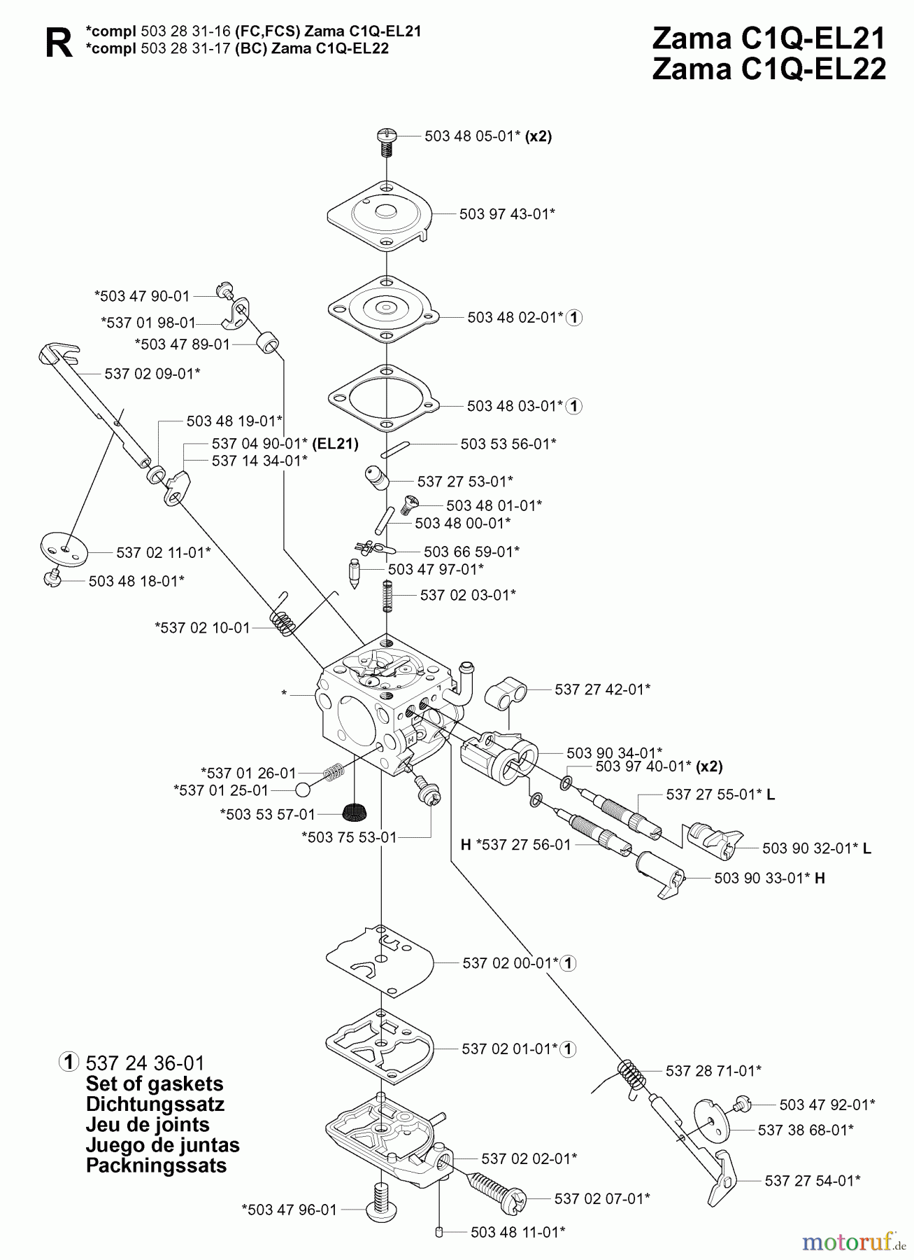 Jonsered Motorsensen, Trimmer BC2145 - Jonsered Brushcutter (2004-08) CARBURETOR DETAILS